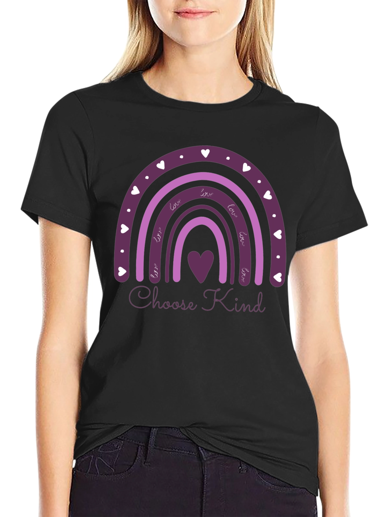Choose Kind Rainbow Heart Graphic Tee