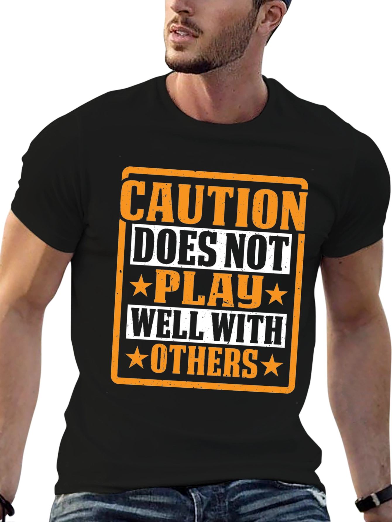 Caution Doesnt Play Well With Others Black T-Shirt