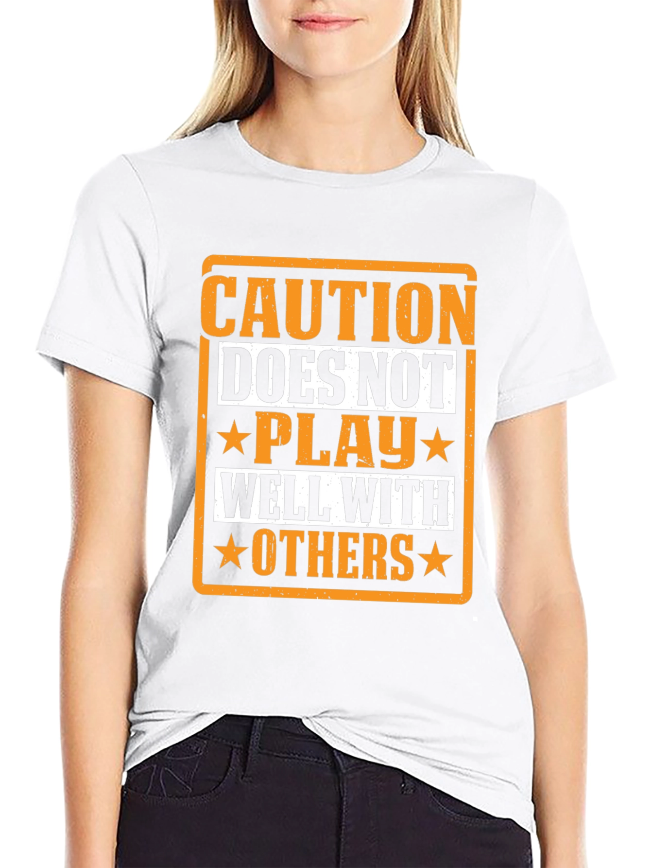 Caution Doesnt Play Well With Others Black T-Shirt