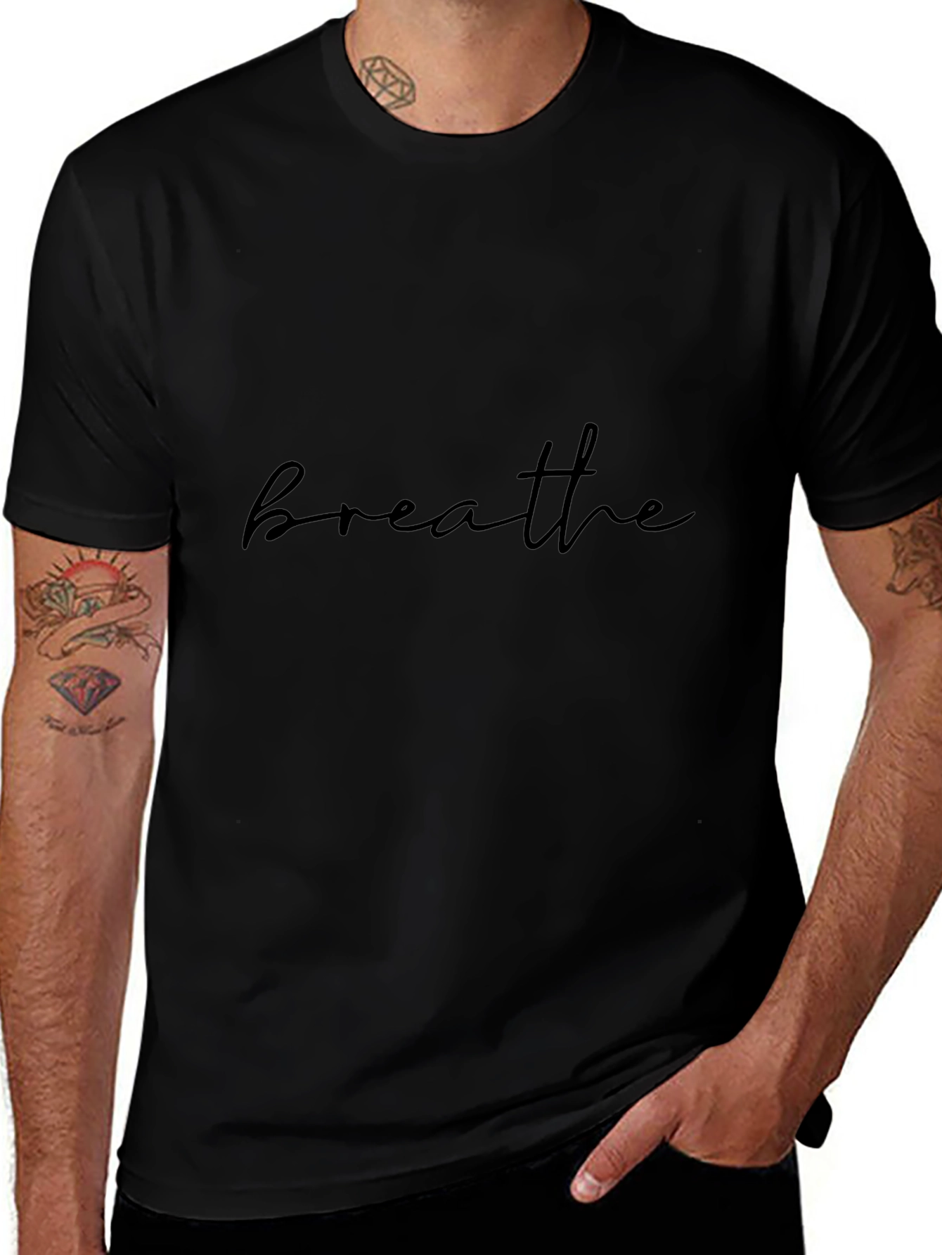Breathe Black T-Shirt - Mens Casual Tee
