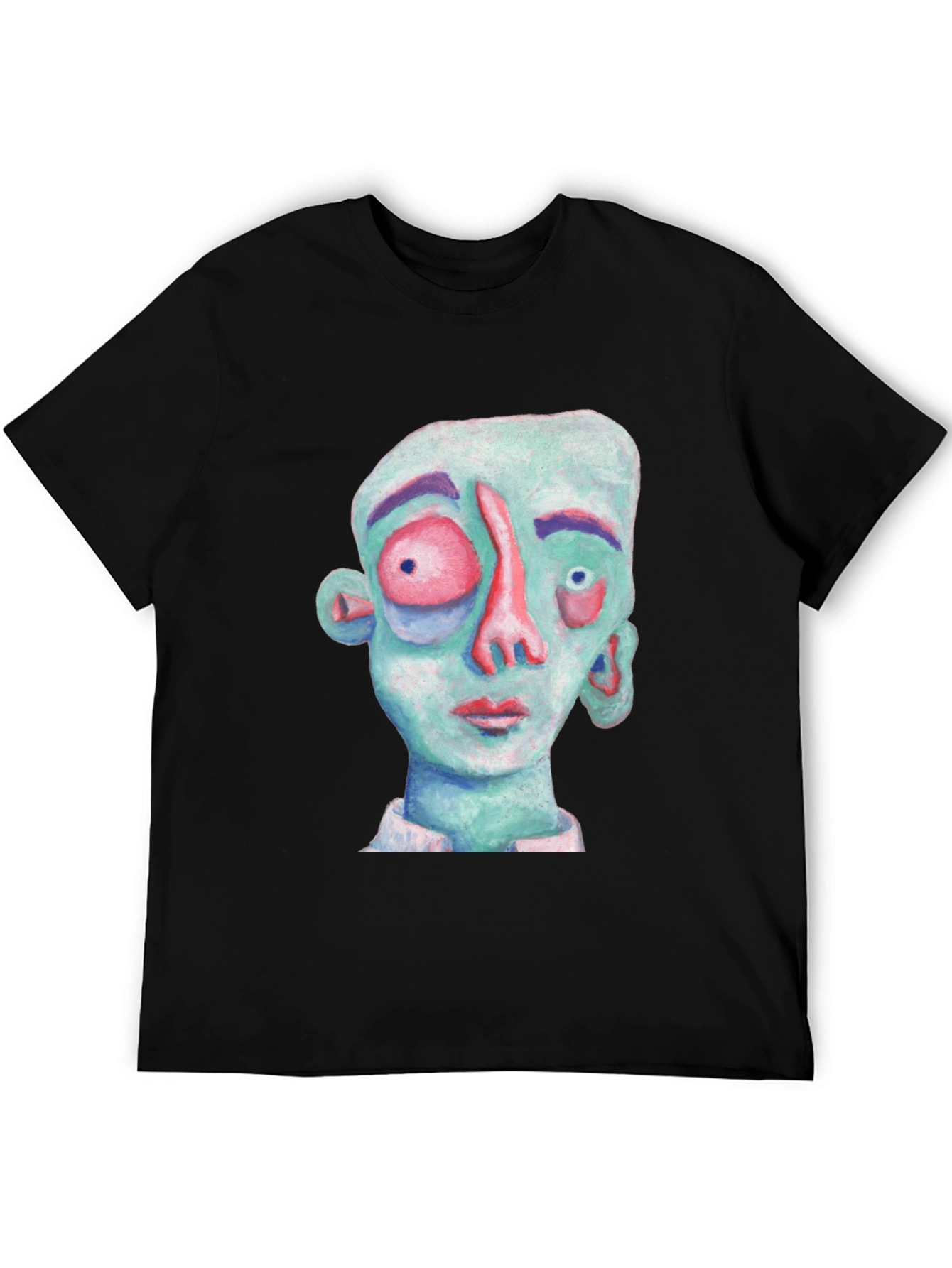 Abstract Face Graphic T-Shirt - Black