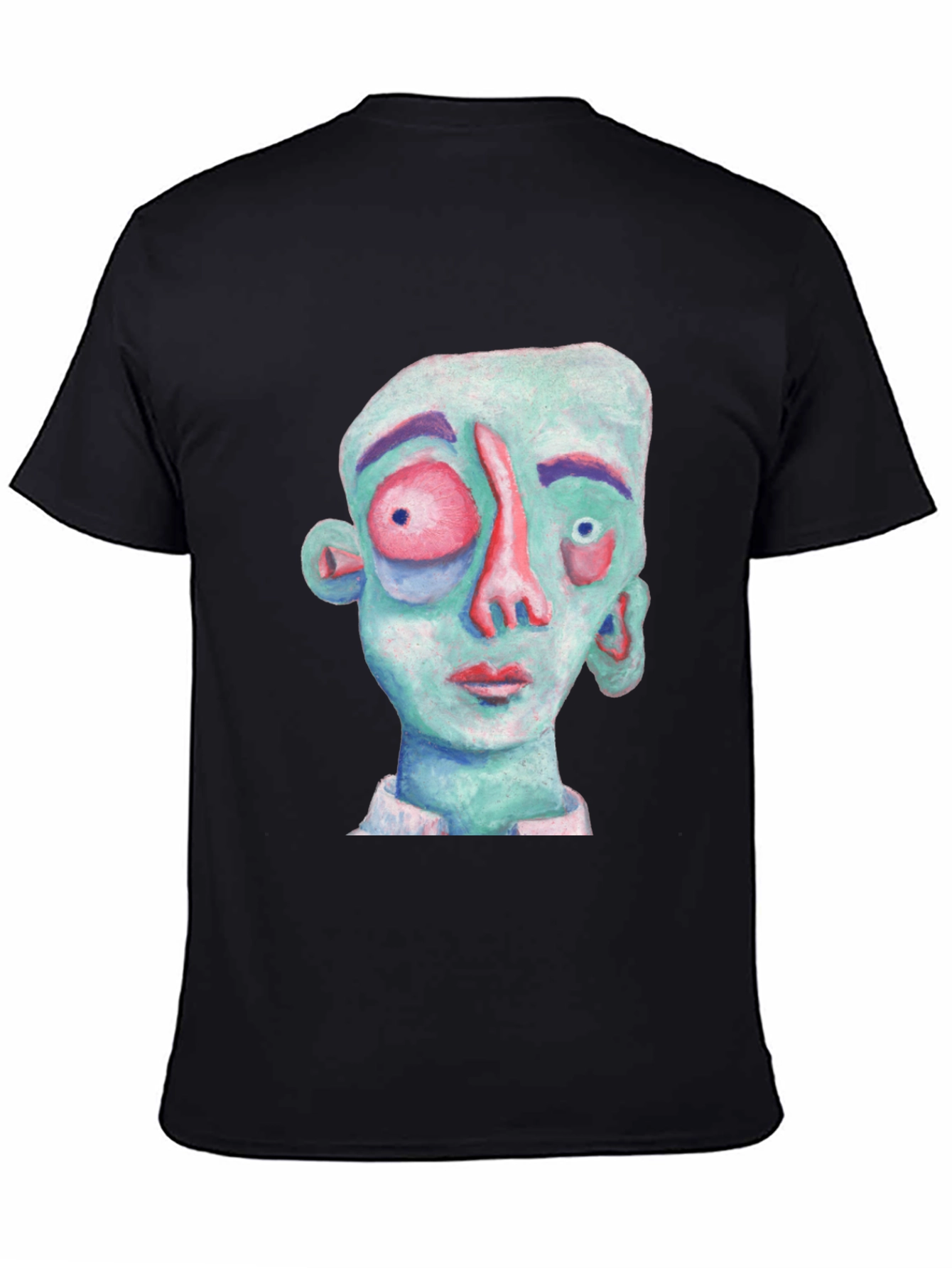 Abstract Face Graphic T-Shirt - Black