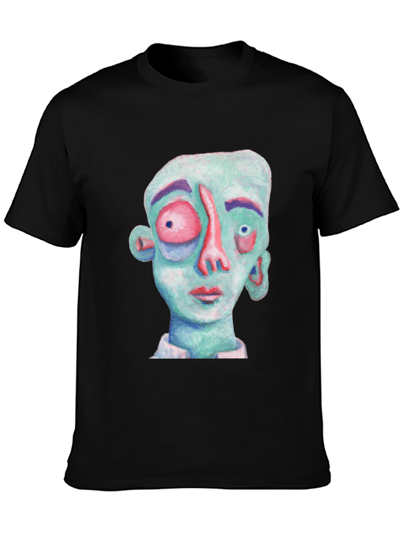 Abstract Face Graphic T-Shirt - Black