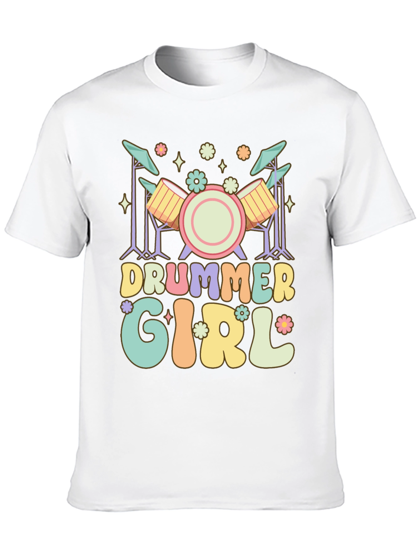 Drummer Girl Graphic Tee - Black Casual T-Shirt