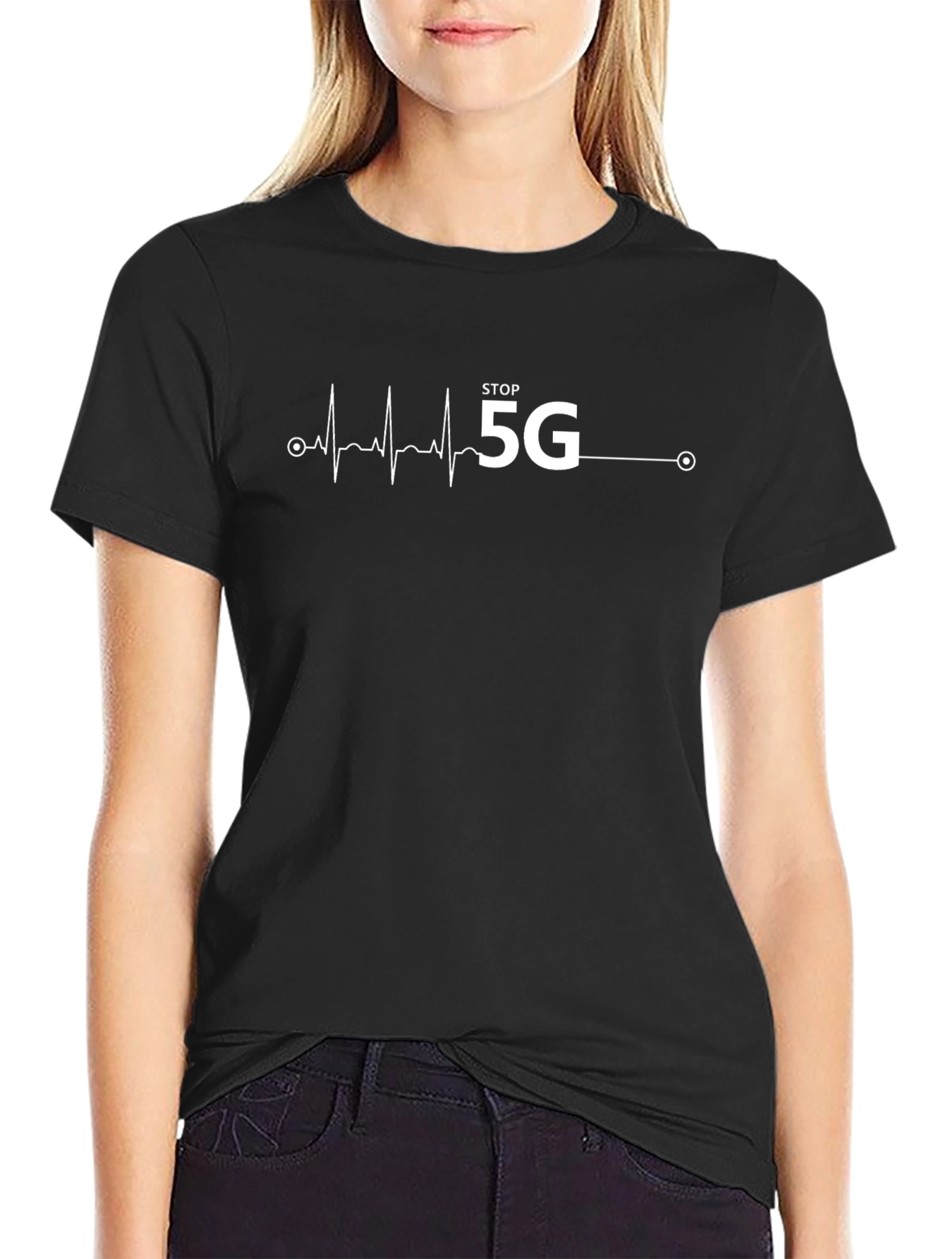 Stop 5G Graphic Print Crew Neck T-Shirt