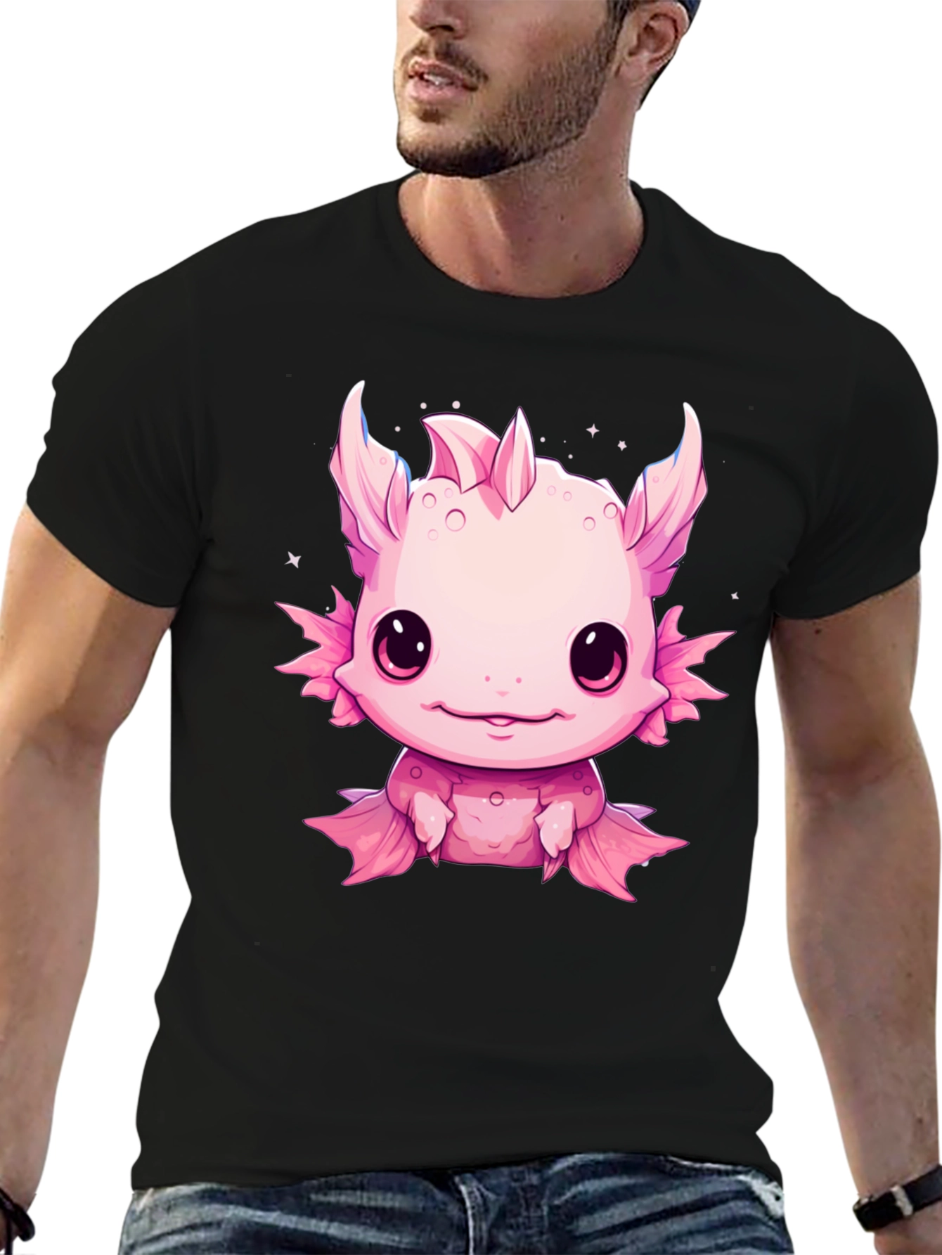 Axolotl Kawaii Graphic Tee - Cute Pink Amphibian Shirt
