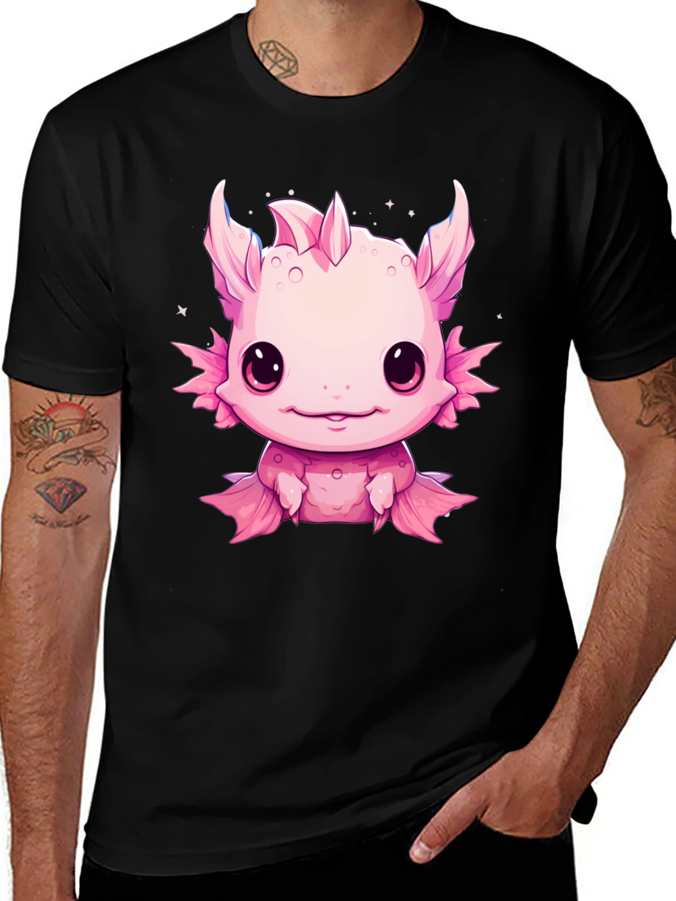 Axolotl Kawaii Graphic Tee - Cute Pink Amphibian Shirt