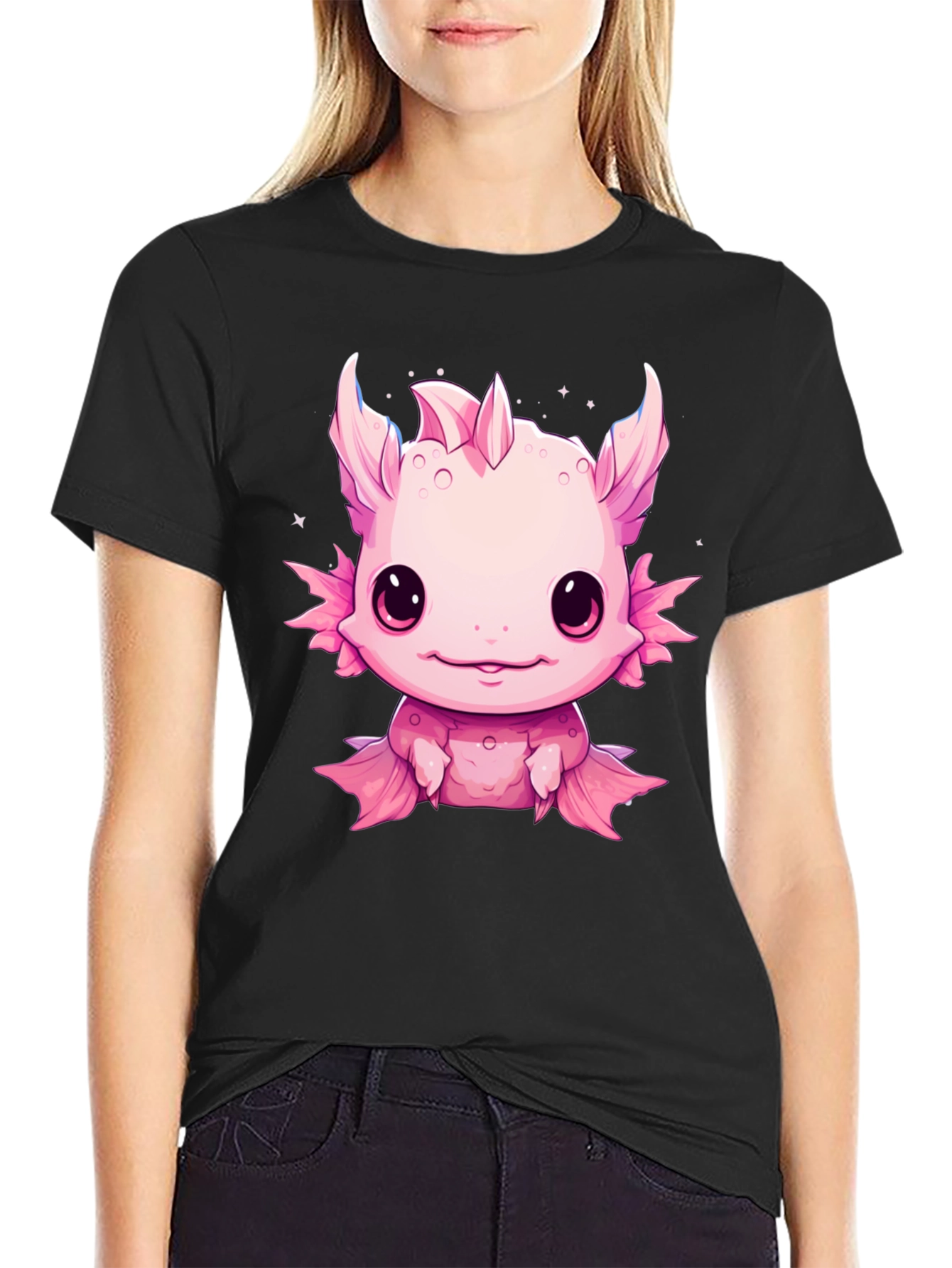 Axolotl Kawaii Graphic Tee - Cute Pink Amphibian Shirt