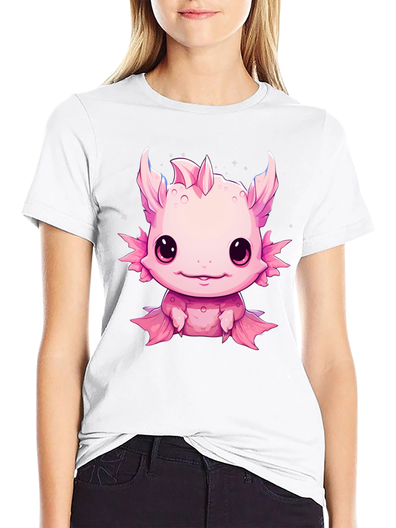 Axolotl Kawaii Graphic Tee - Cute Pink Amphibian Shirt