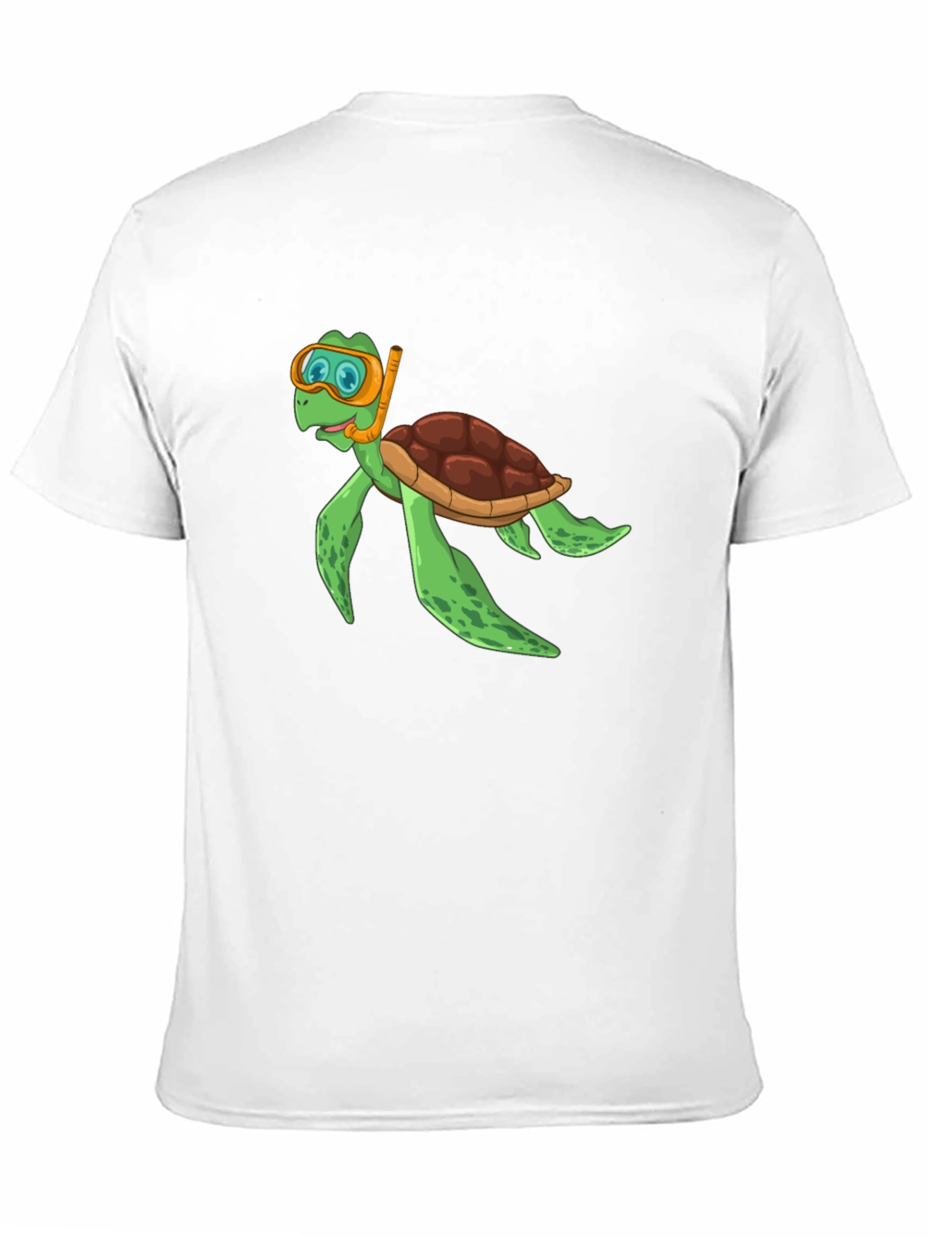 Diving Turtle Graphic Tee - Black Cotton T-Shirt