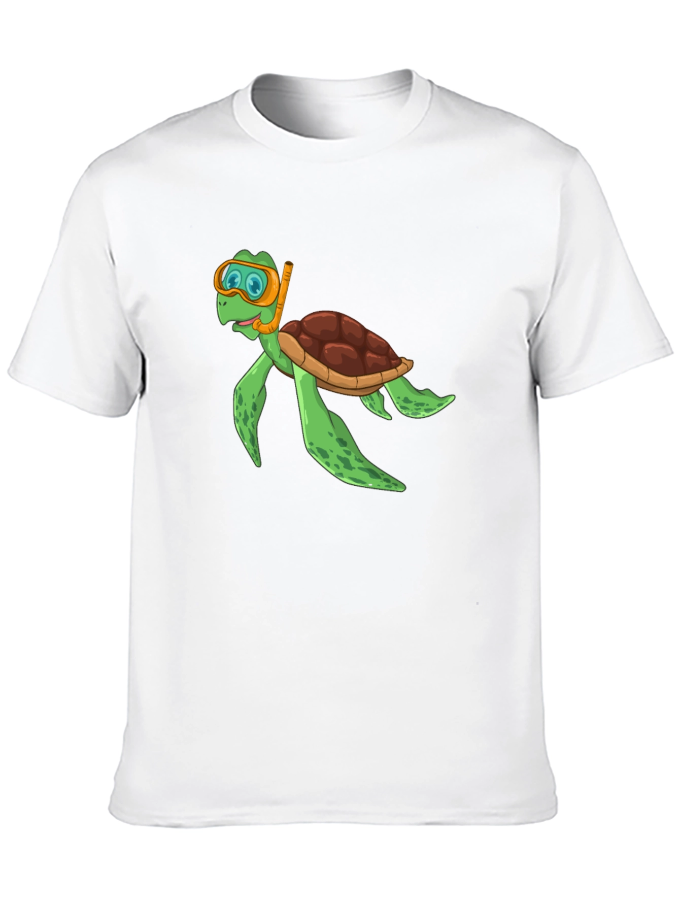 Diving Turtle Graphic Tee - Black Cotton T-Shirt
