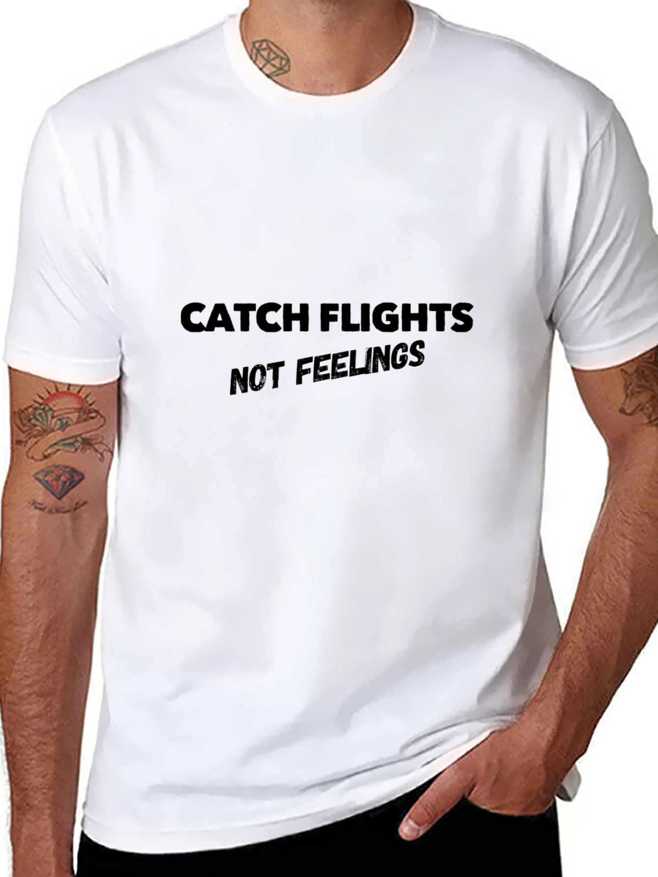 Catch Flights Not Feelings Black T-Shirt