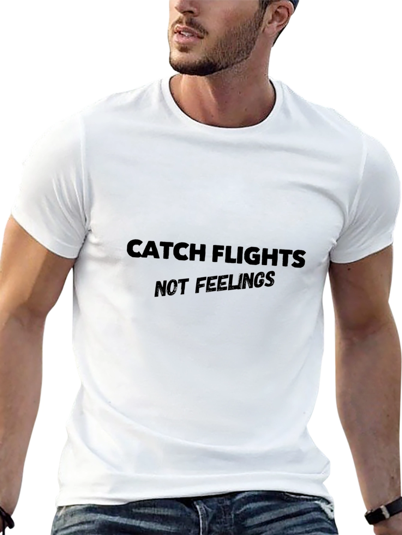 Catch Flights Not Feelings Black T-Shirt