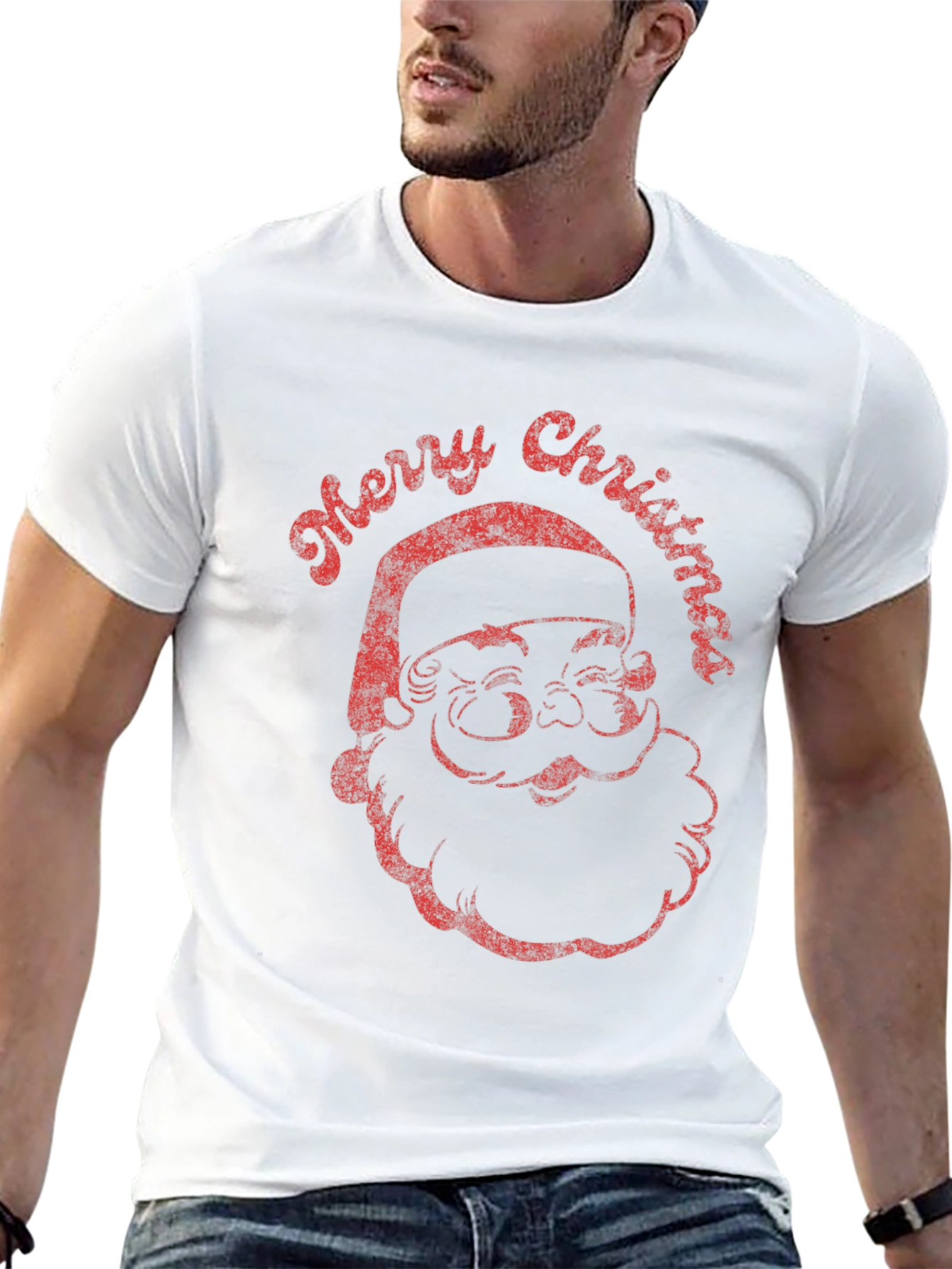 Retro Santa Merry Christmas Graphic Tee