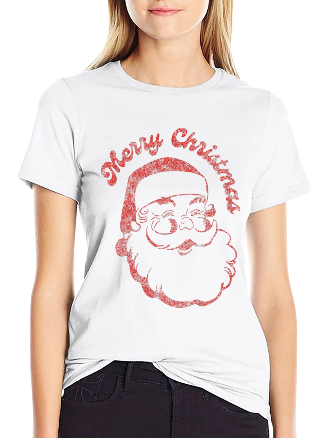 Retro Santa Merry Christmas Graphic Tee