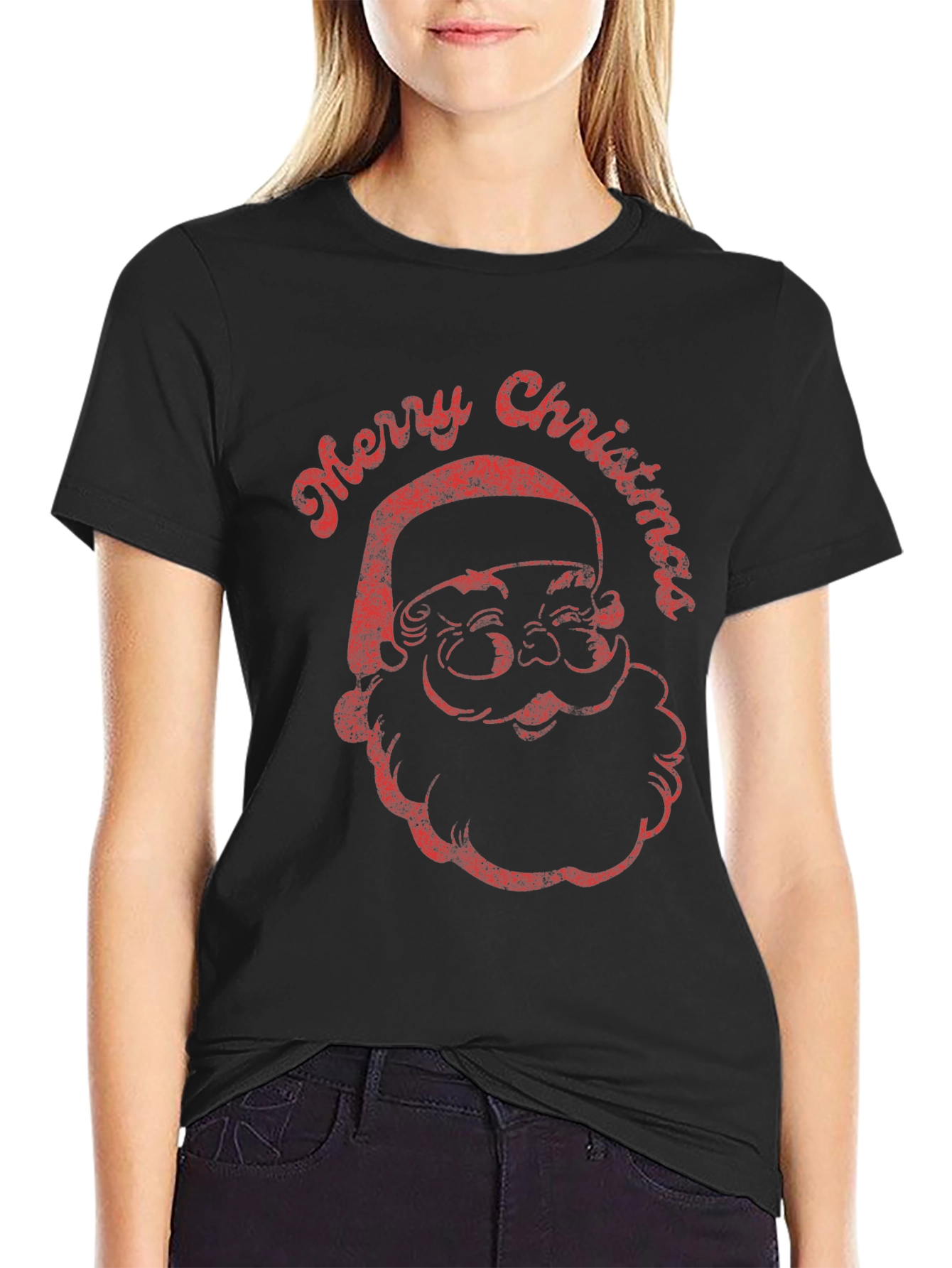 Retro Santa Merry Christmas Graphic Tee
