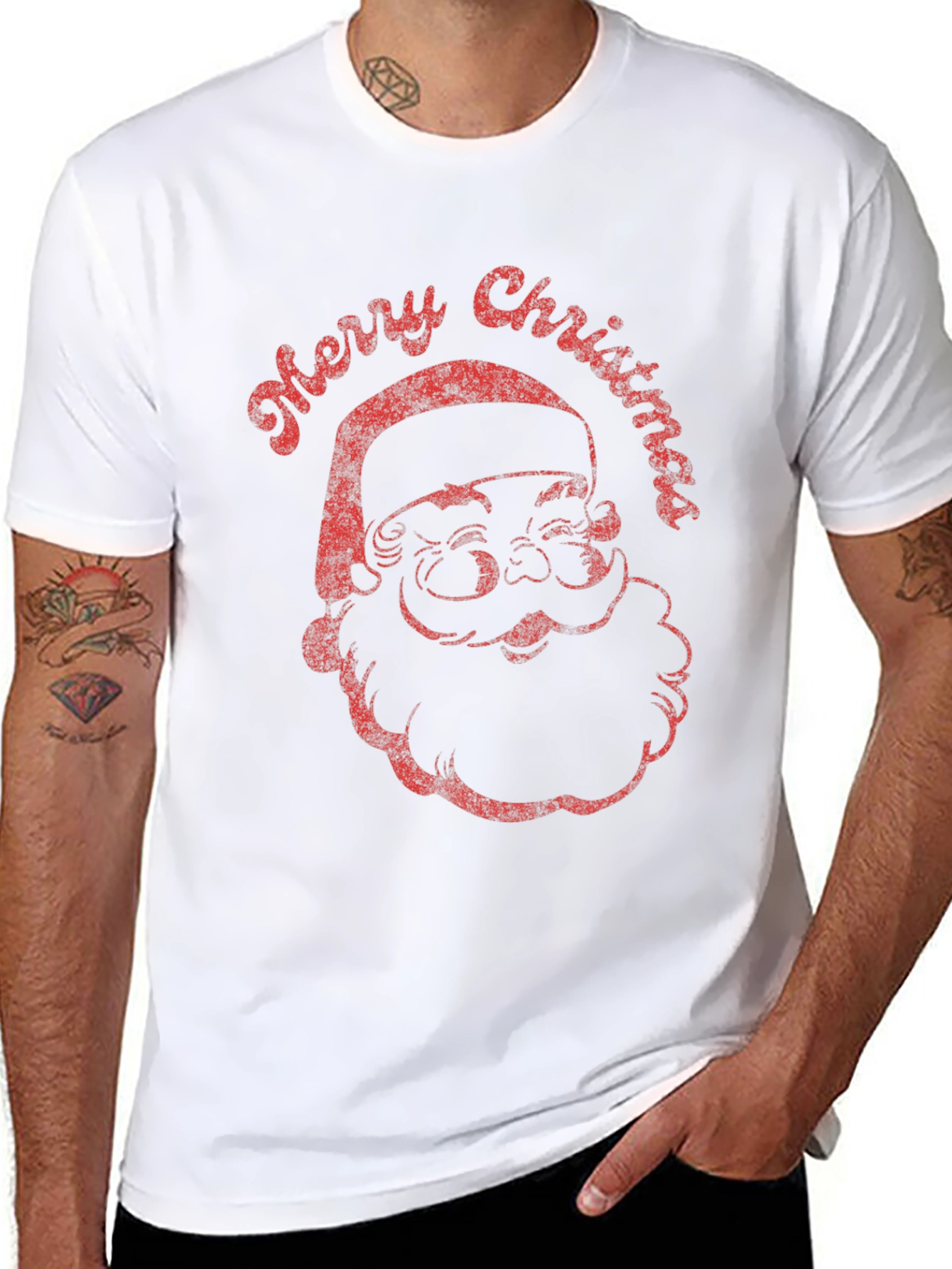 Retro Santa Merry Christmas Graphic Tee