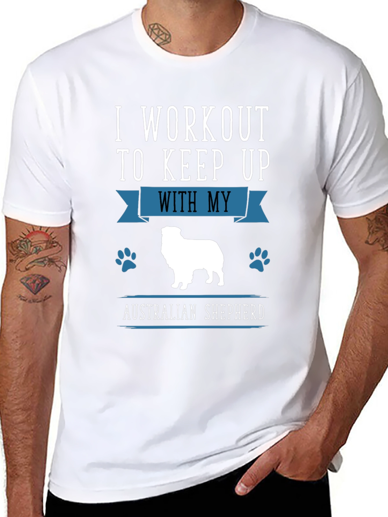 Workout for Australian Shepherd Black T-Shirt
