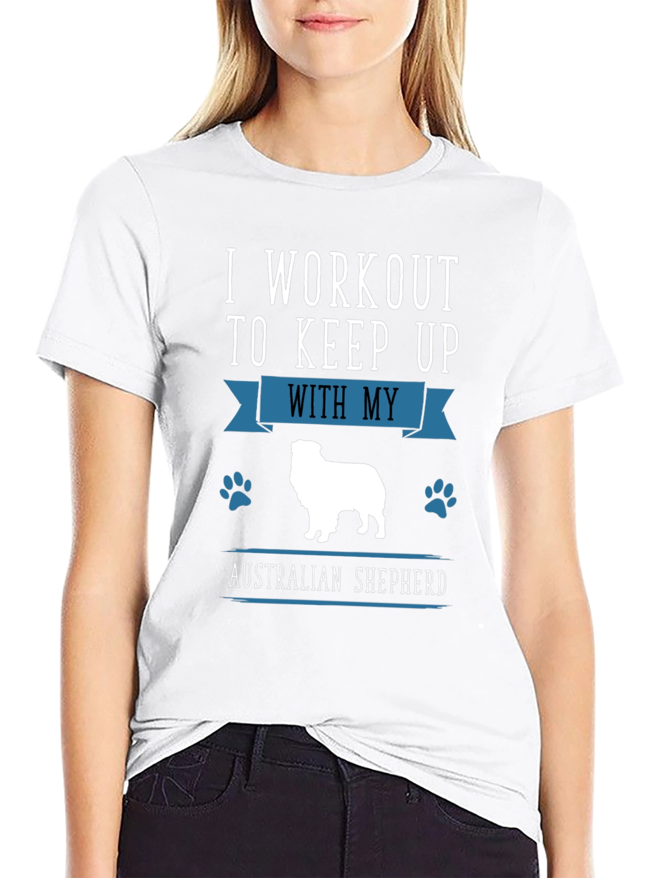 Workout for Australian Shepherd Black T-Shirt