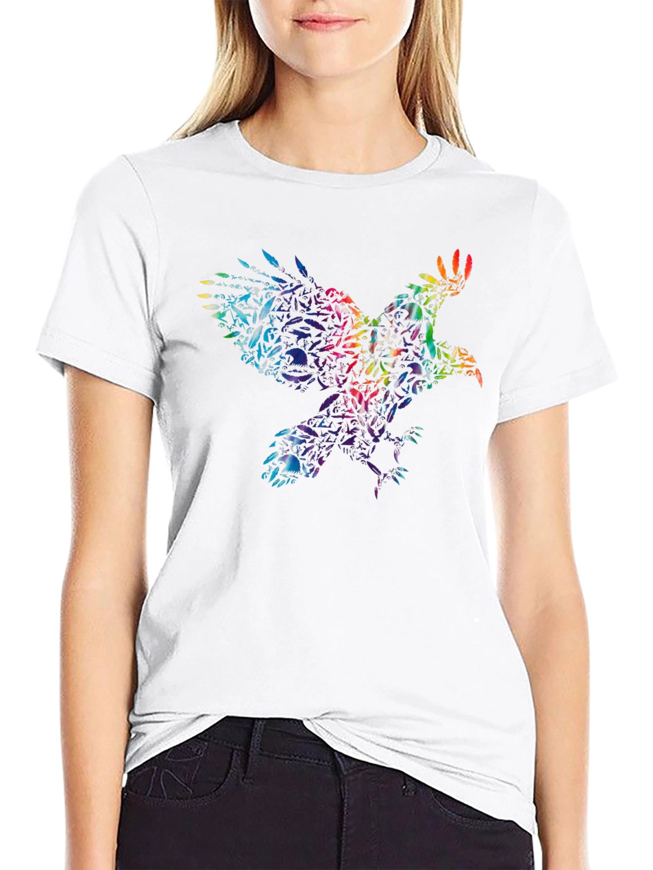 Rainbow Eagle Skull T-Shirt - Mens Graphic Tee