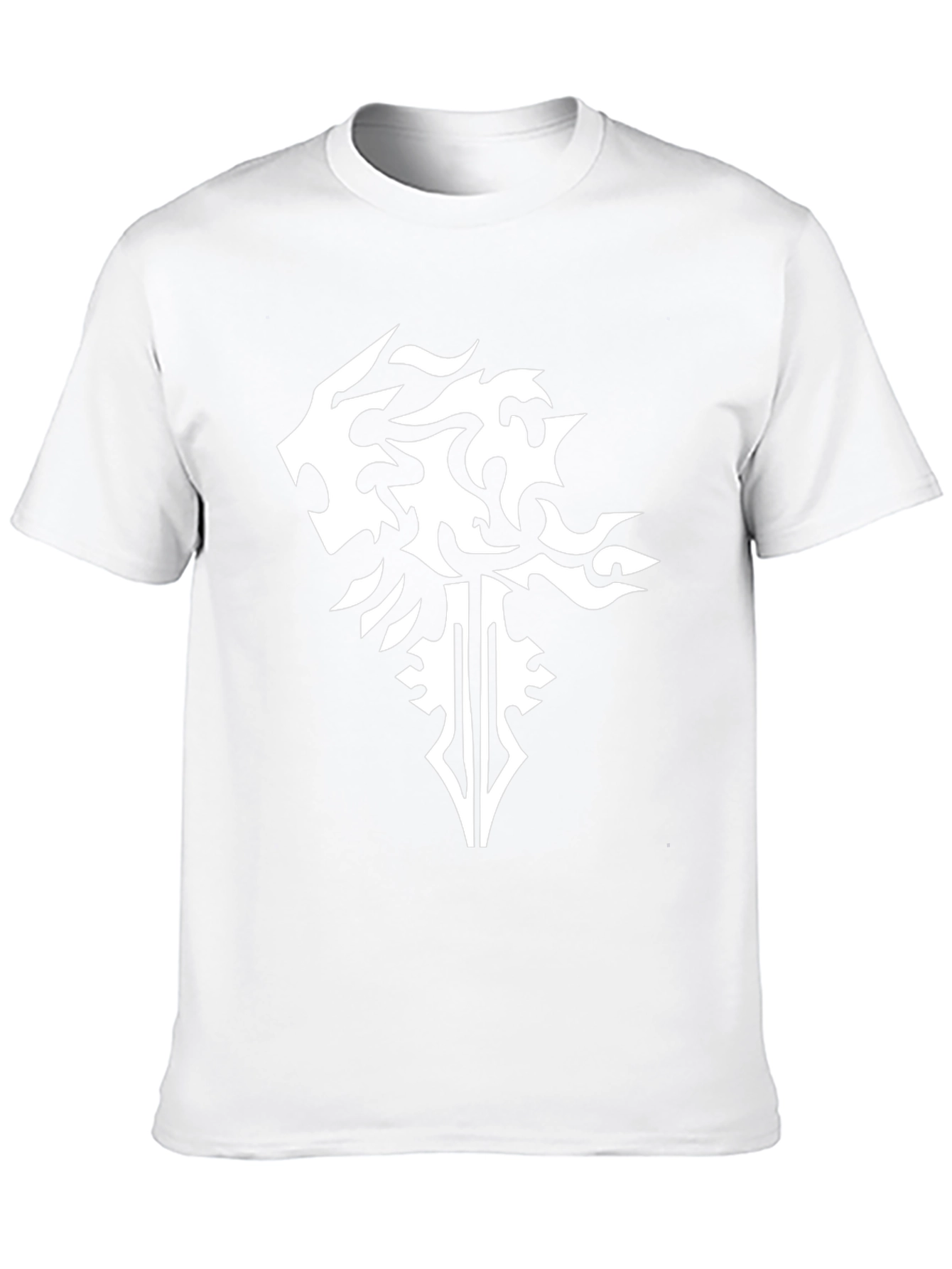 Black T-Shirt with Abstract Lion & Sword Design
