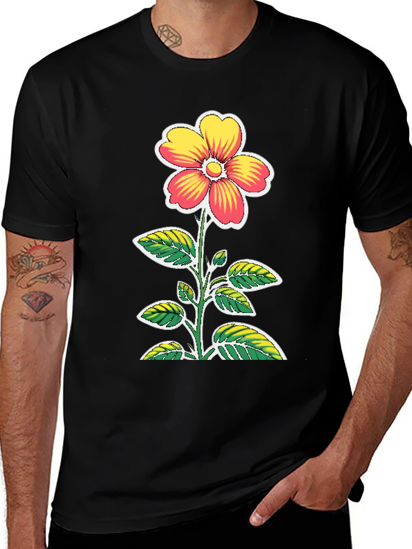 Floral Graphic Black T-Shirt