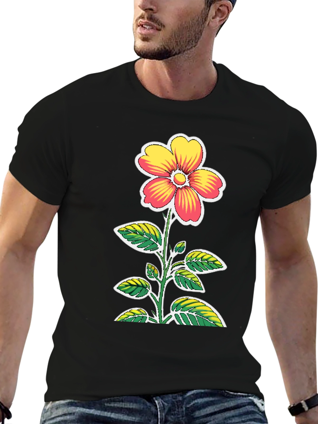 Floral Graphic Black T-Shirt