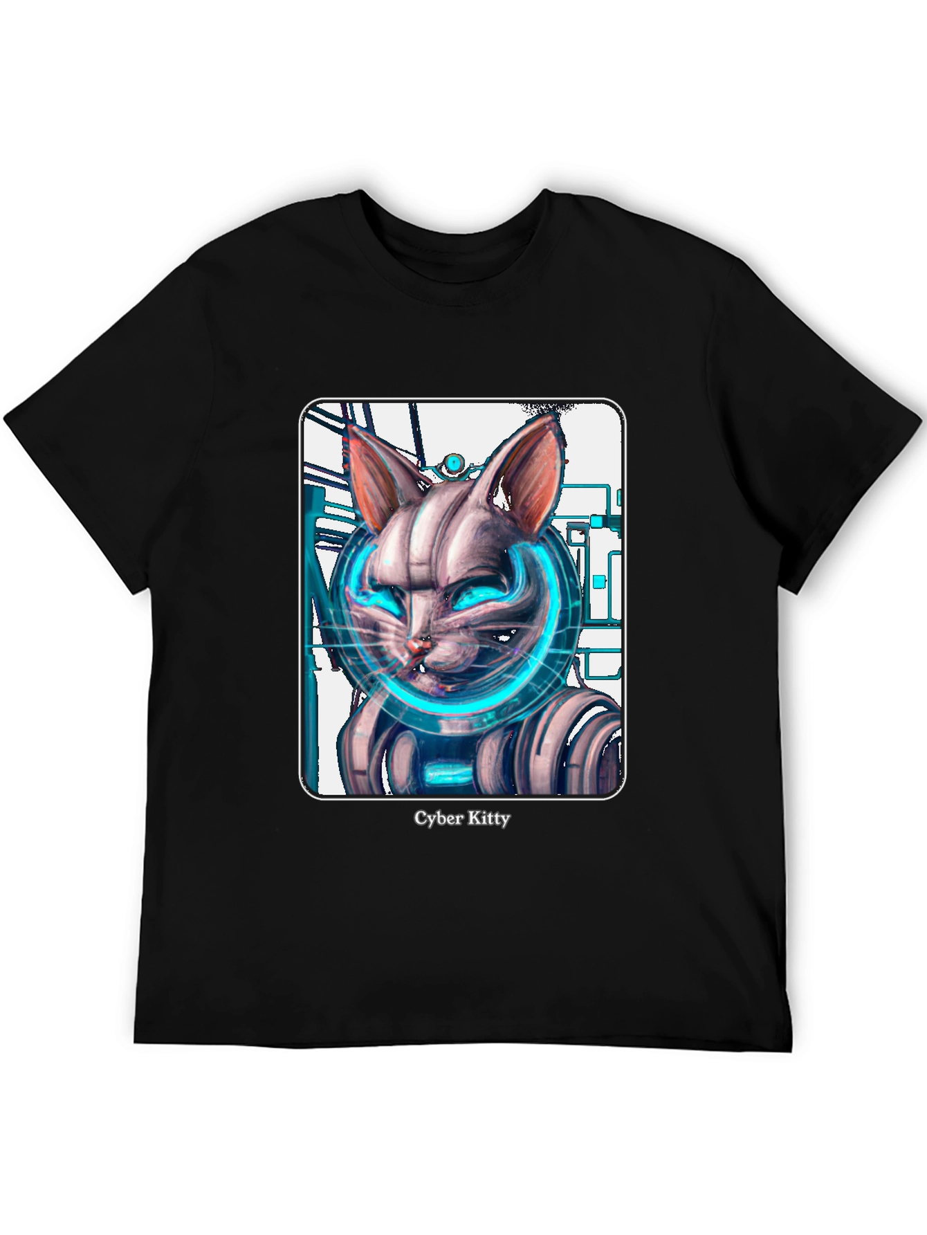 Cyber Kitty T-Shirt - Futuristic Cat Graphic Tee