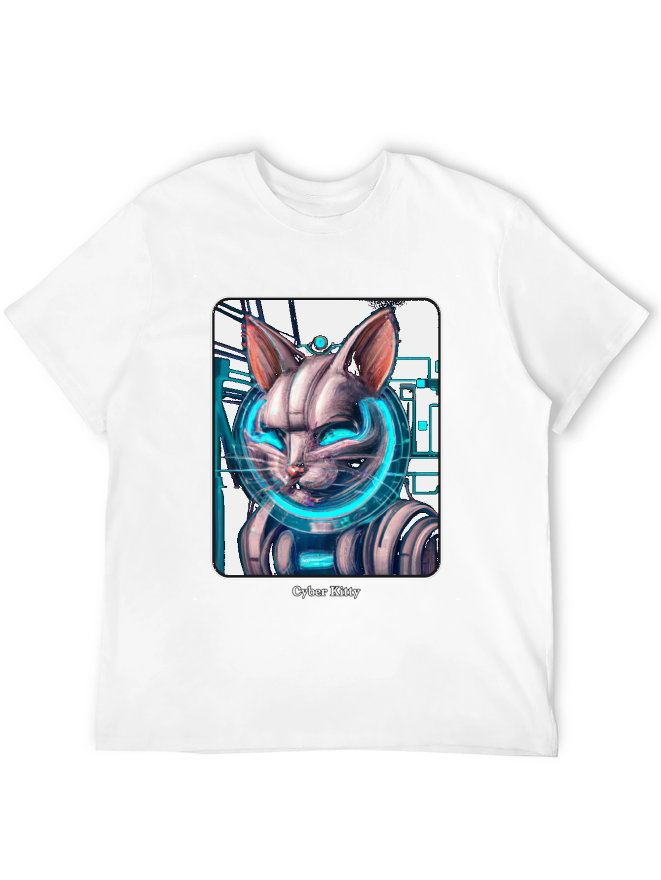 Cyber Kitty T-Shirt - Futuristic Cat Graphic Tee