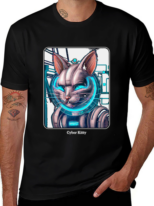 Cyber Kitty T-Shirt - Futuristic Cat Graphic Tee