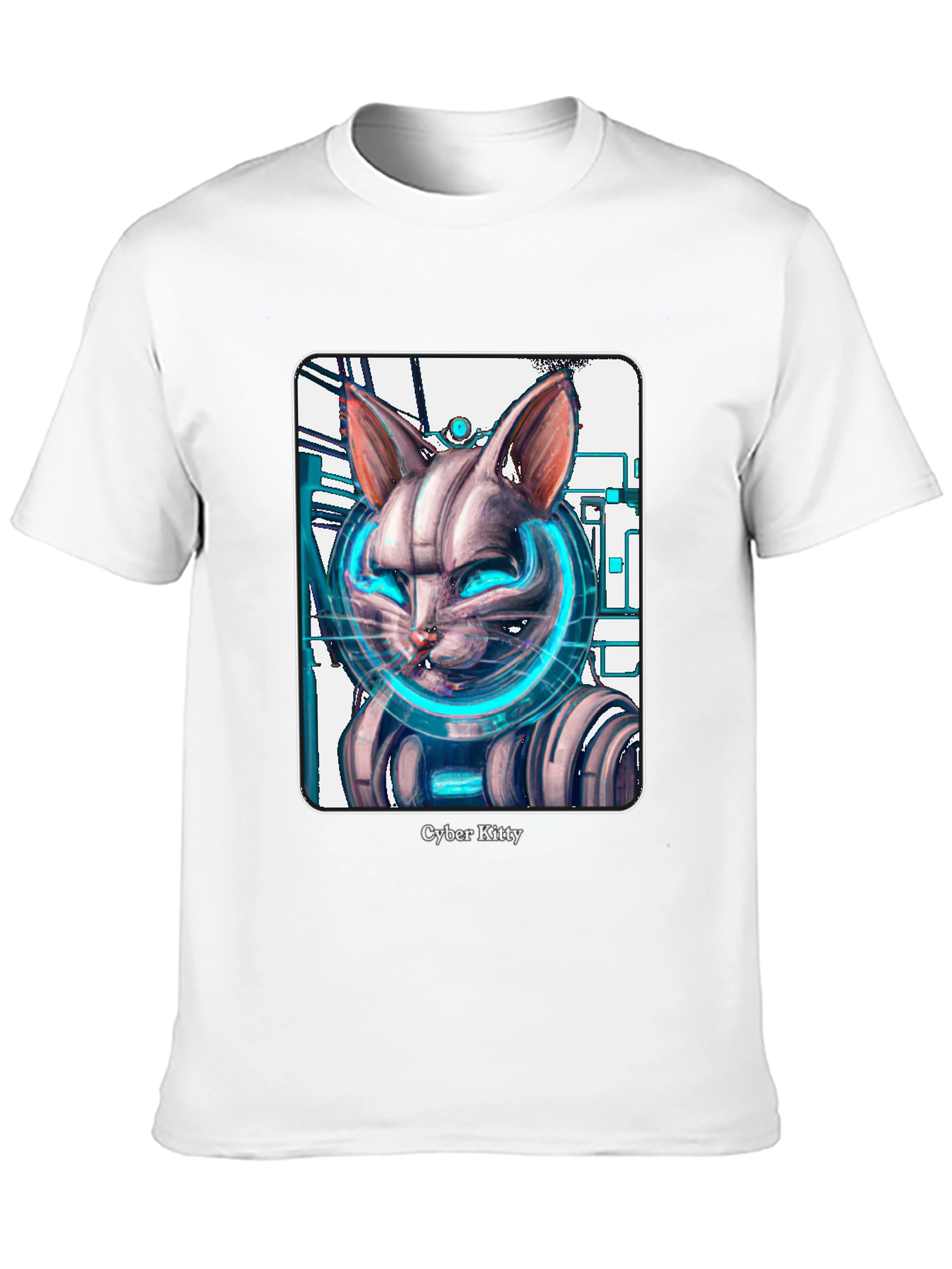 Cyber Kitty T-Shirt - Futuristic Cat Graphic Tee