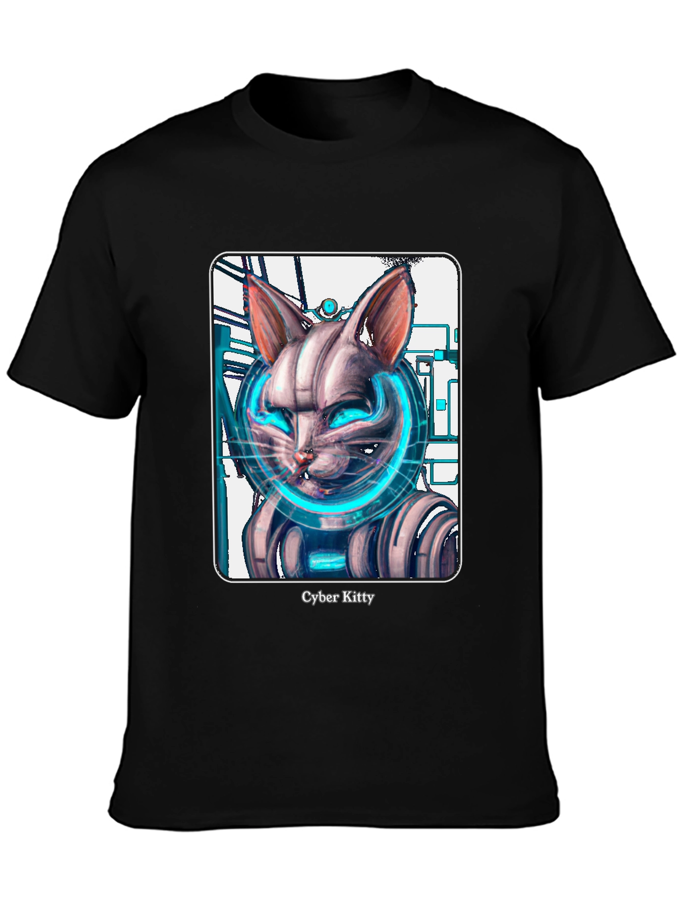 Cyber Kitty T-Shirt - Futuristic Cat Graphic Tee