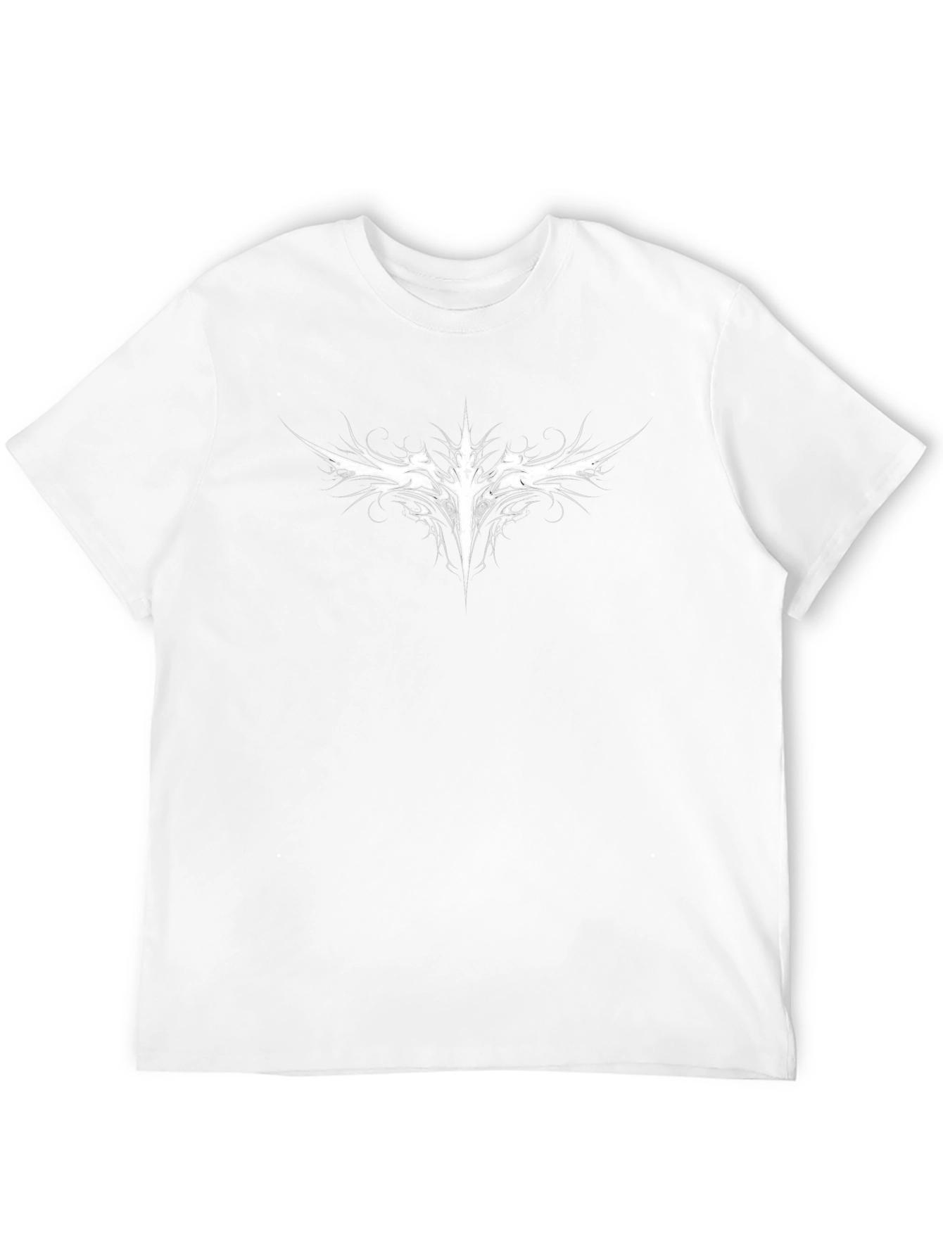 Mens Black T-Shirt with White Gothic Design