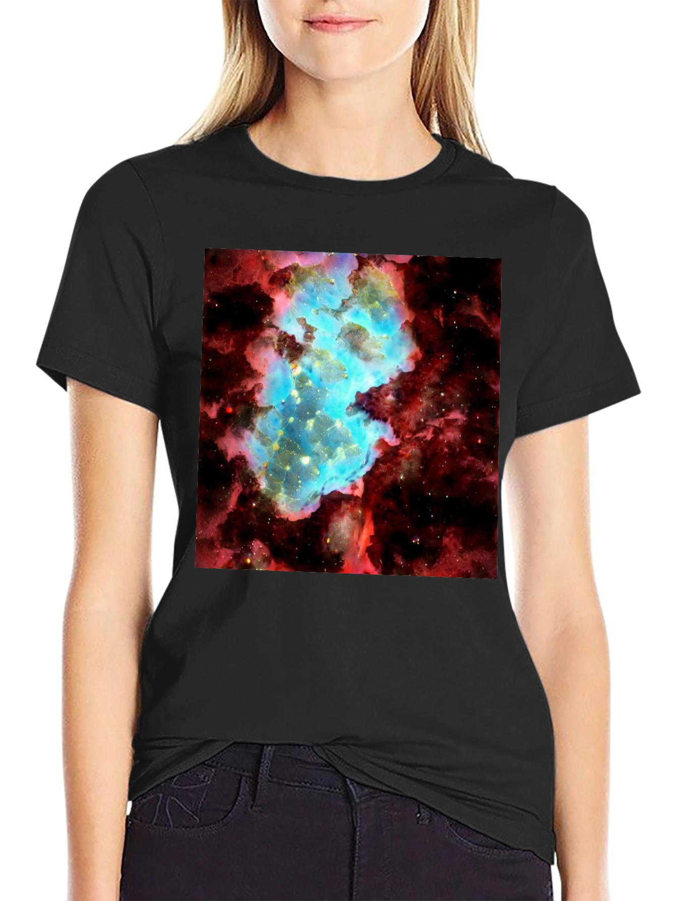 Nebula Graphic Tee - Galaxy Universe Print Black T-Shirt
