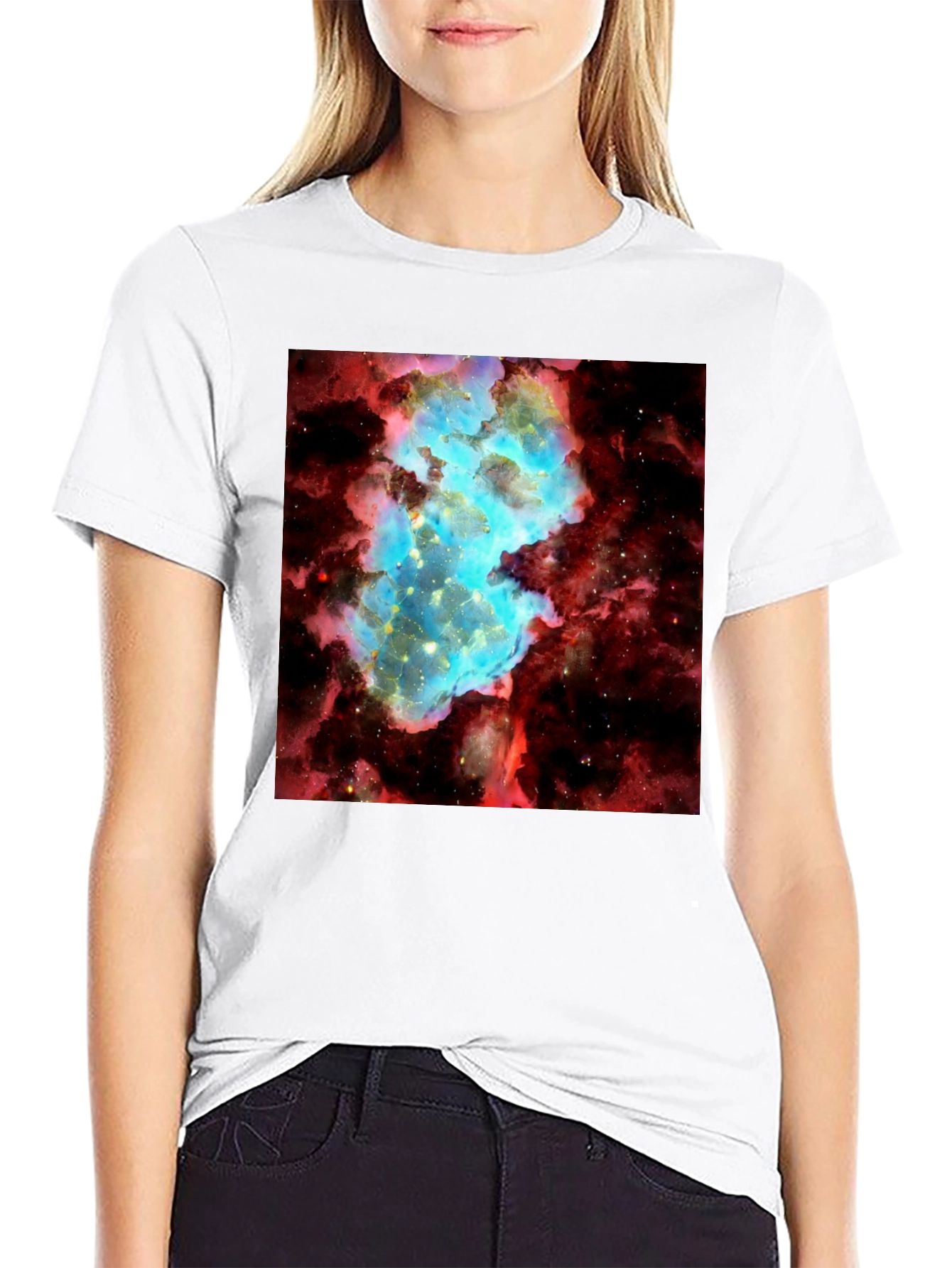 Nebula Graphic Tee - Galaxy Universe Print Black T-Shirt