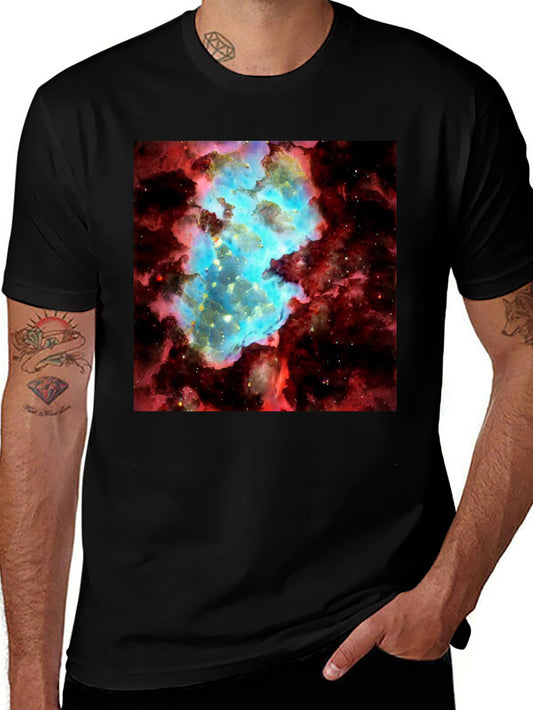 Nebula Graphic Tee - Galaxy Universe Print Black T-Shirt