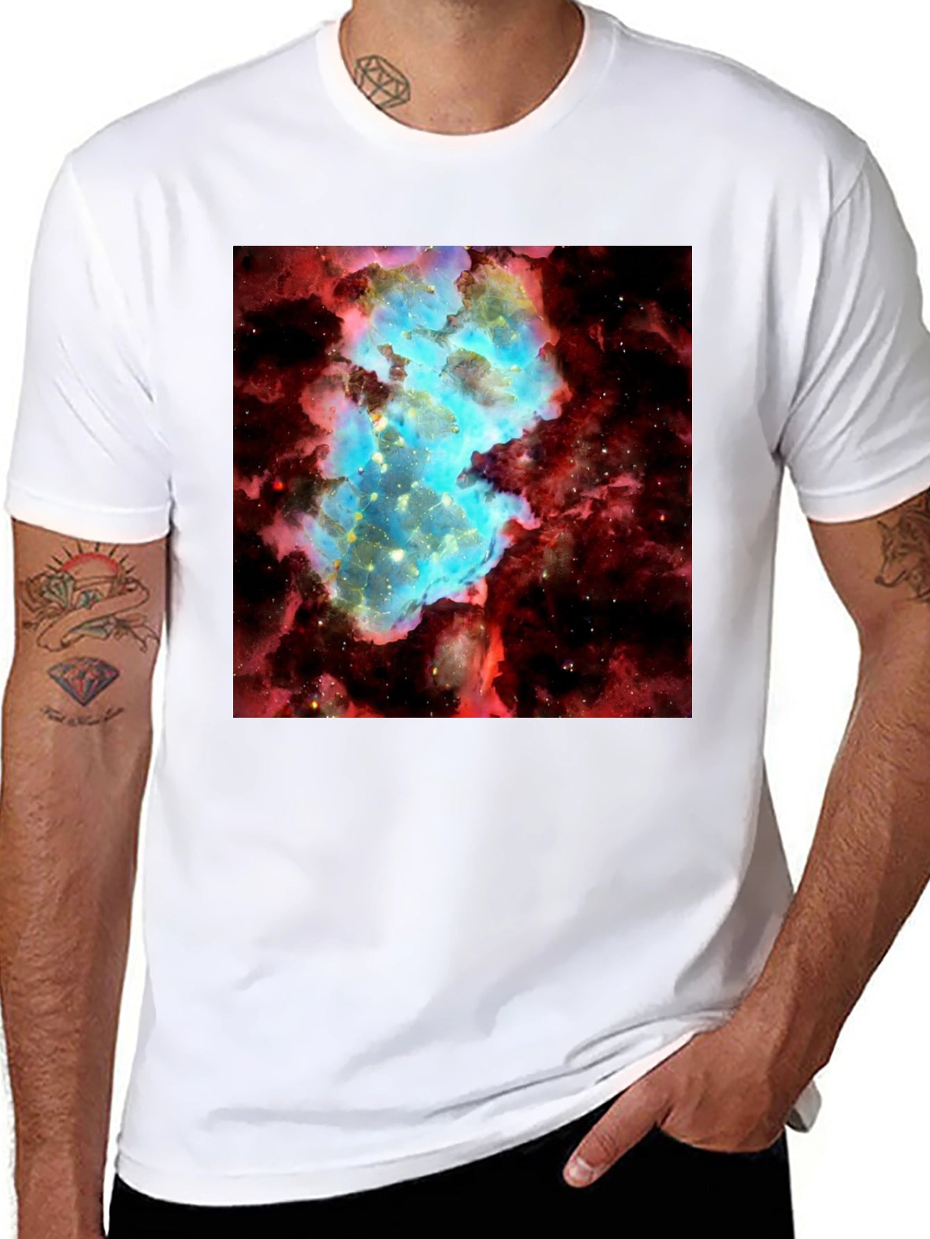 Nebula Graphic Tee - Galaxy Universe Print Black T-Shirt