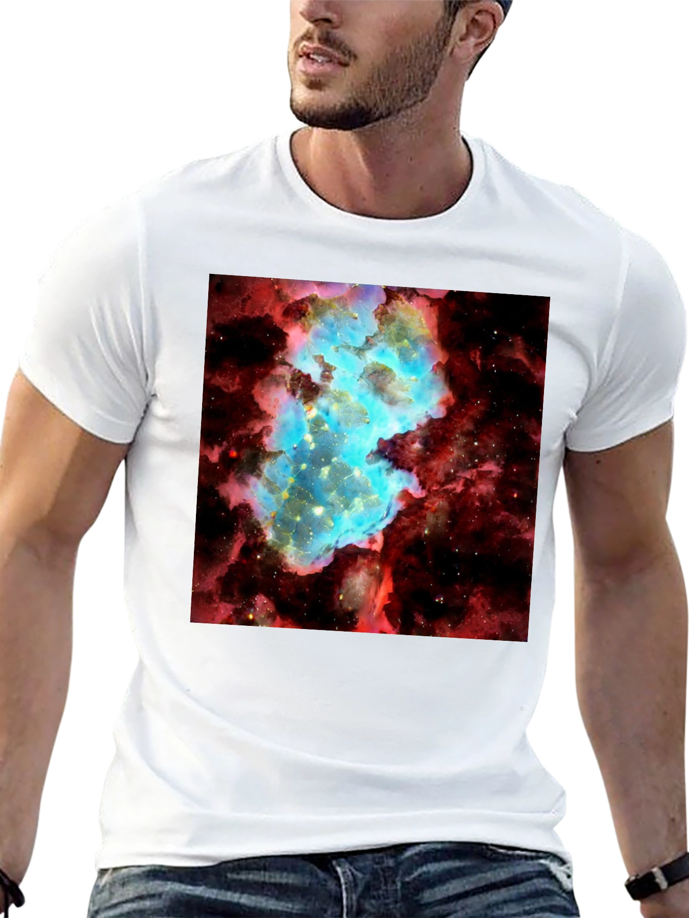 Nebula Graphic Tee - Galaxy Universe Print Black T-Shirt