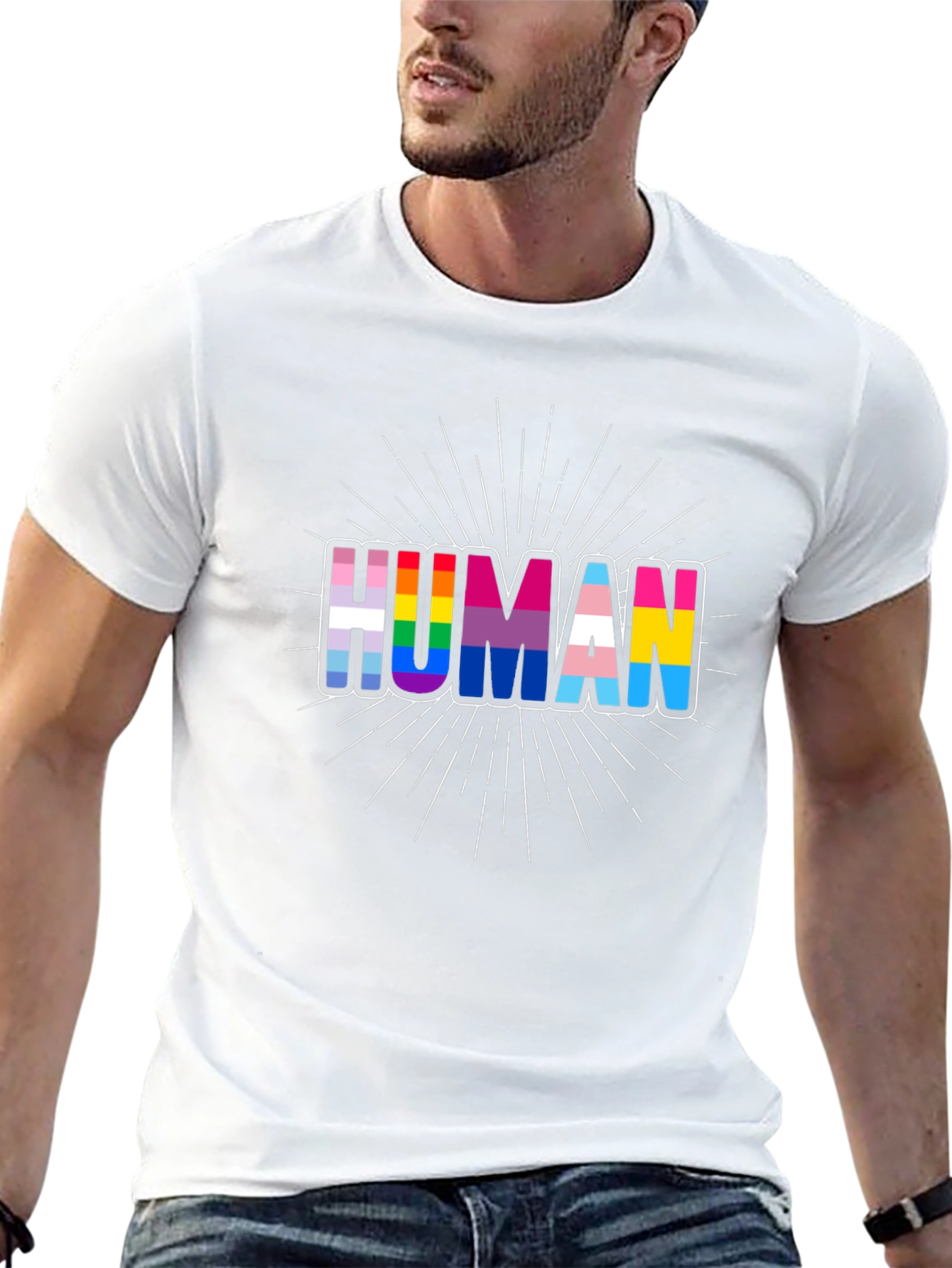 Human Pride T-Shirt LGBTQ+ Rainbow Graphic Tee
