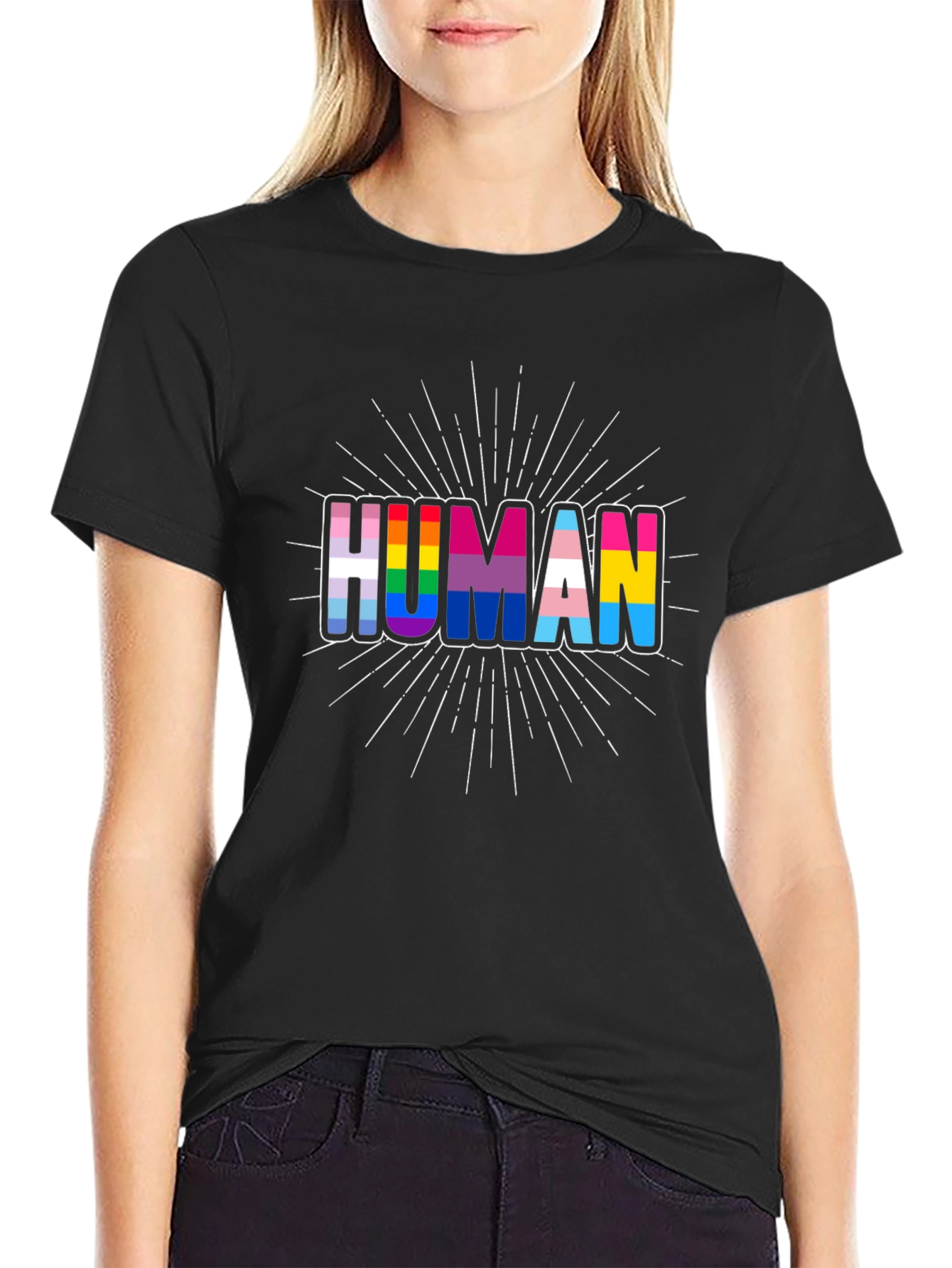 Human Pride T-Shirt LGBTQ+ Rainbow Graphic Tee