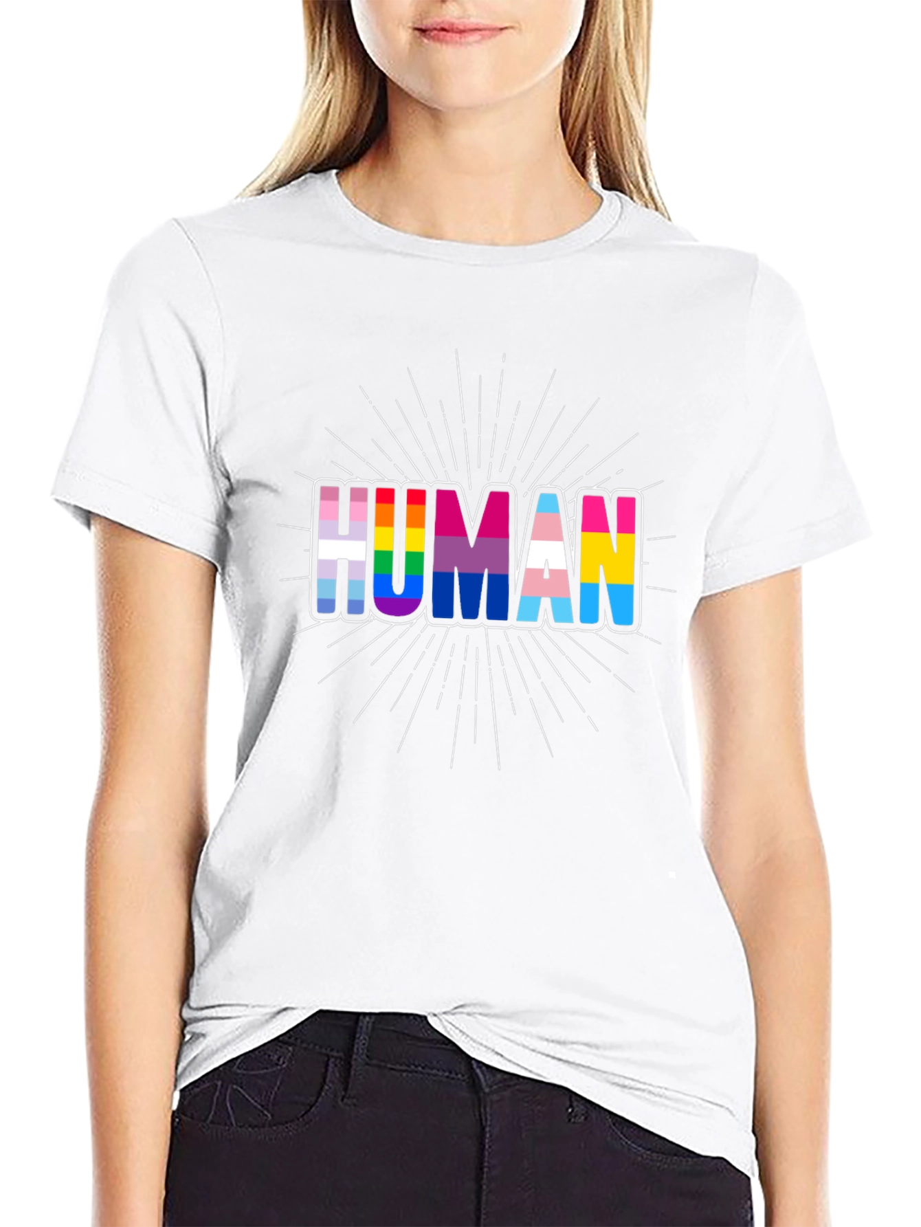 Human Pride T-Shirt LGBTQ+ Rainbow Graphic Tee