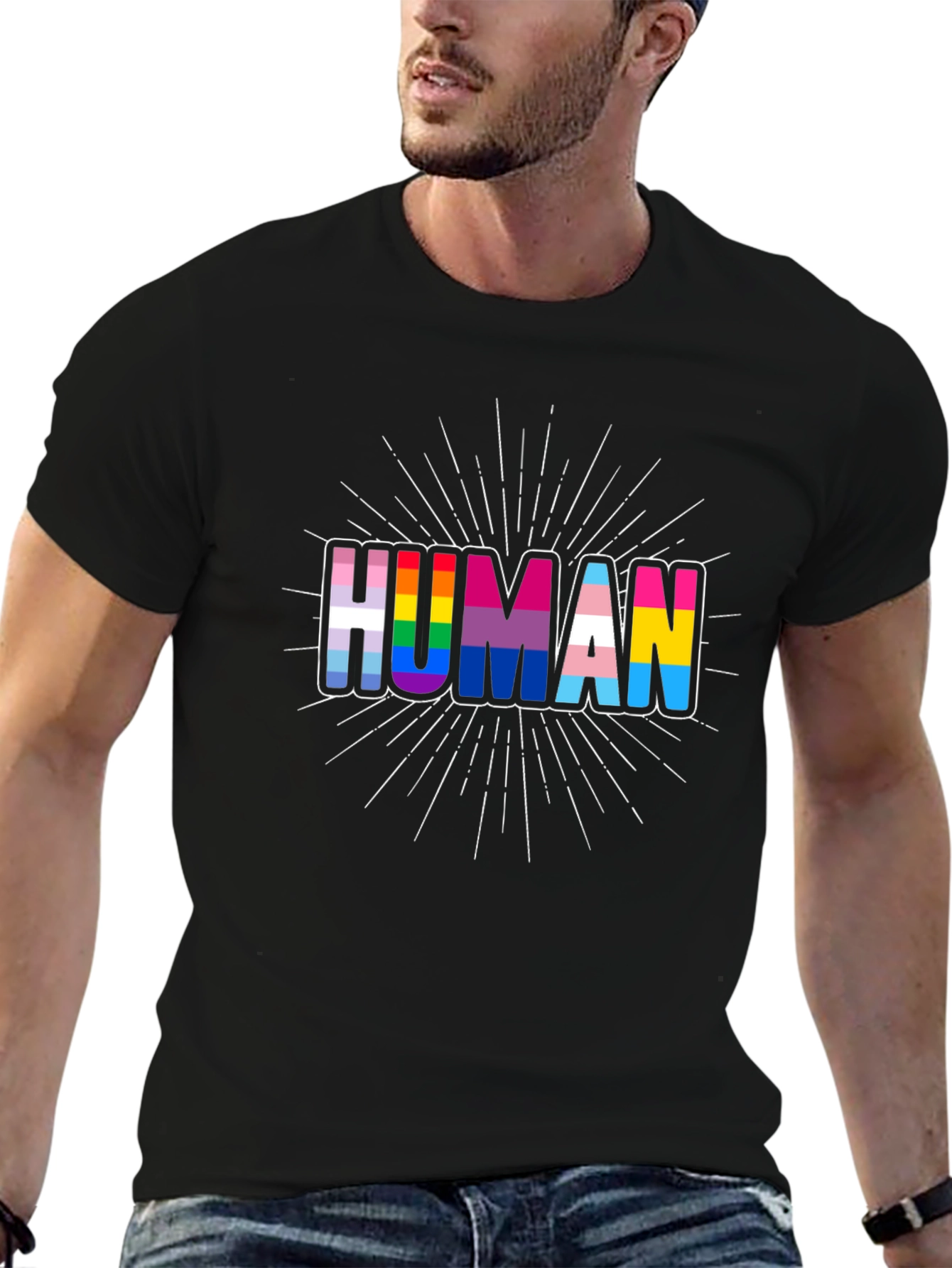 Human Pride T-Shirt LGBTQ+ Rainbow Graphic Tee