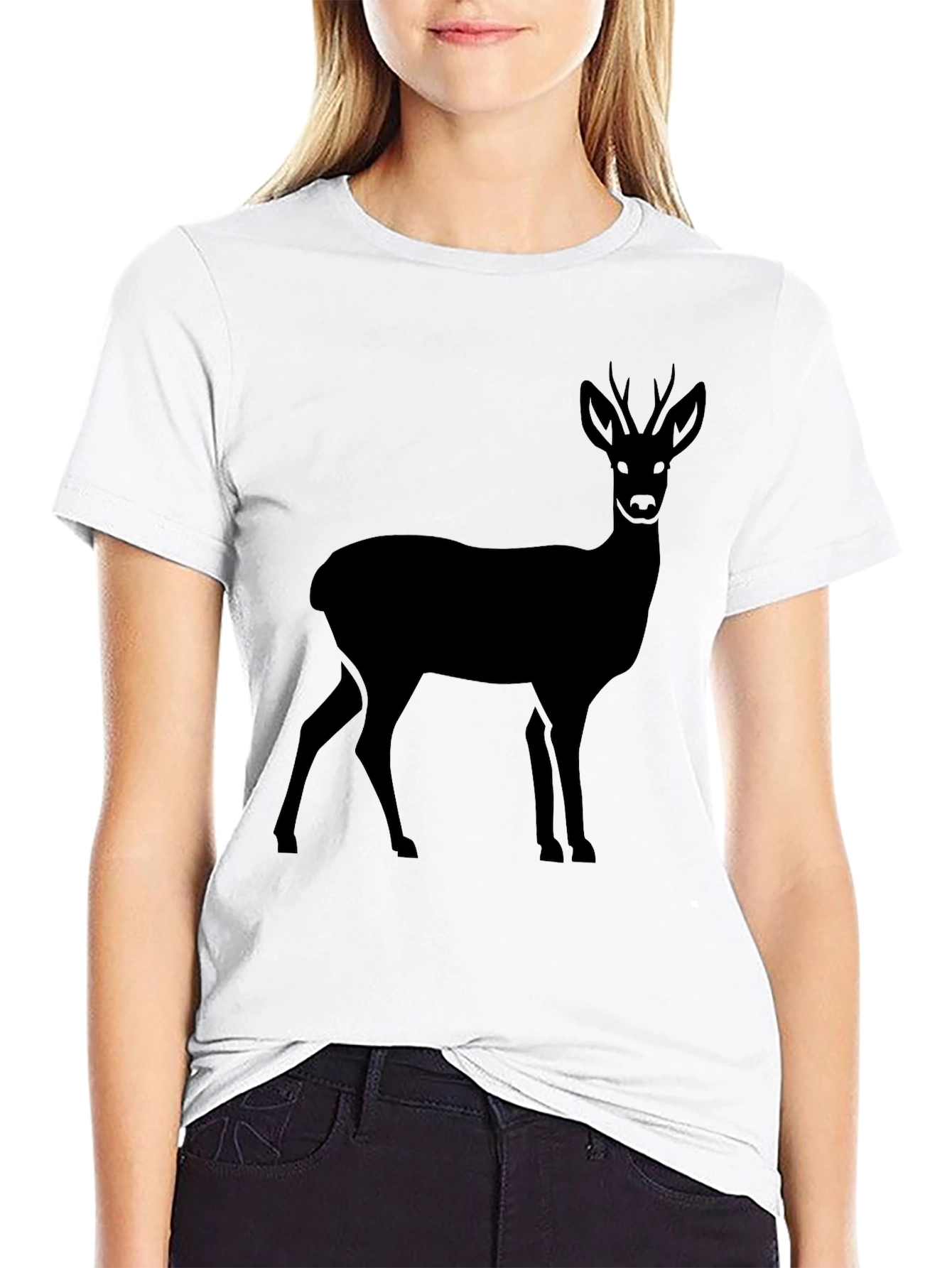 Mens Black Deer Silhouette Graphic T-Shirt