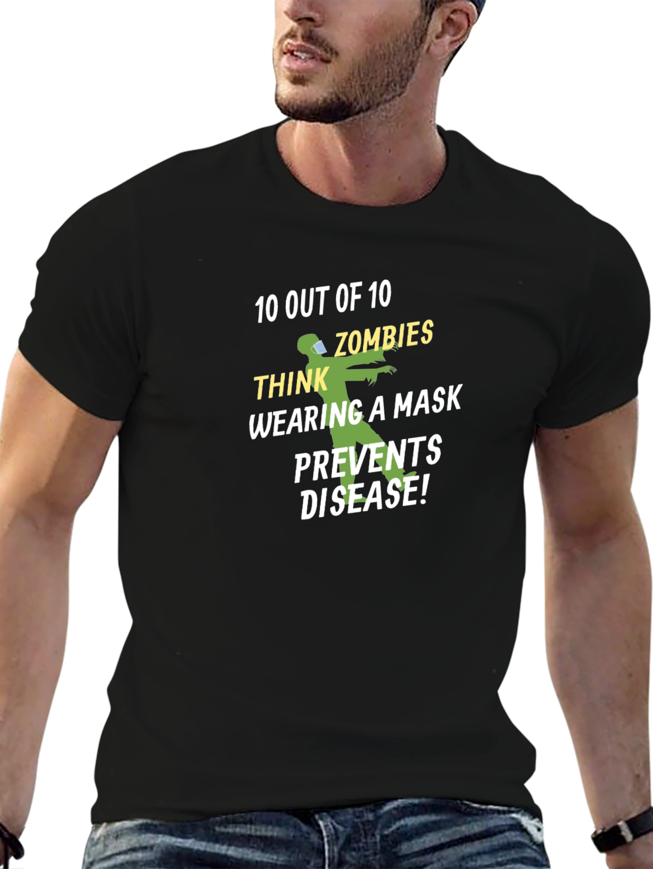 Zombie Mask Humor T-Shirt - Prevents Disease!