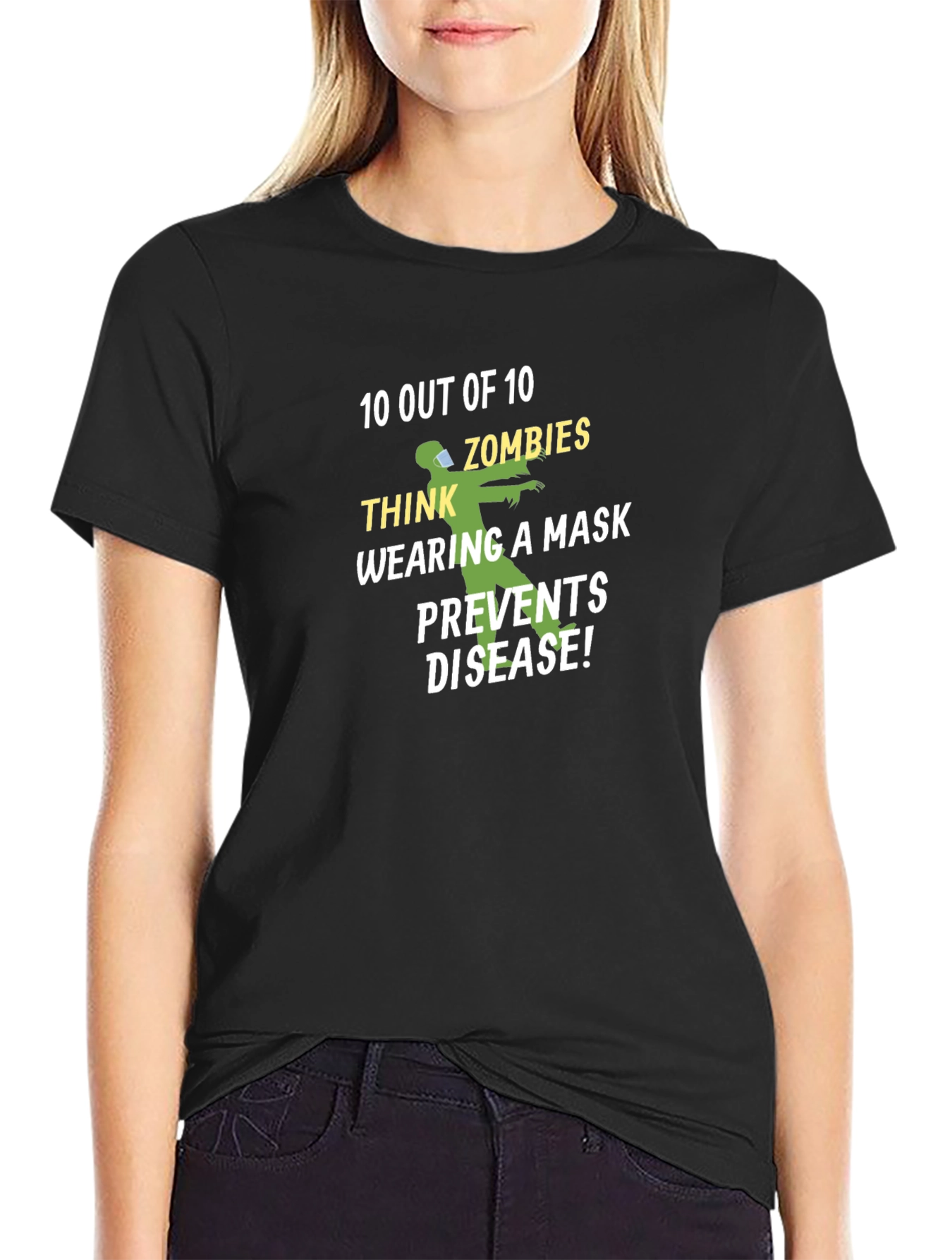 Zombie Mask Humor T-Shirt - Prevents Disease!