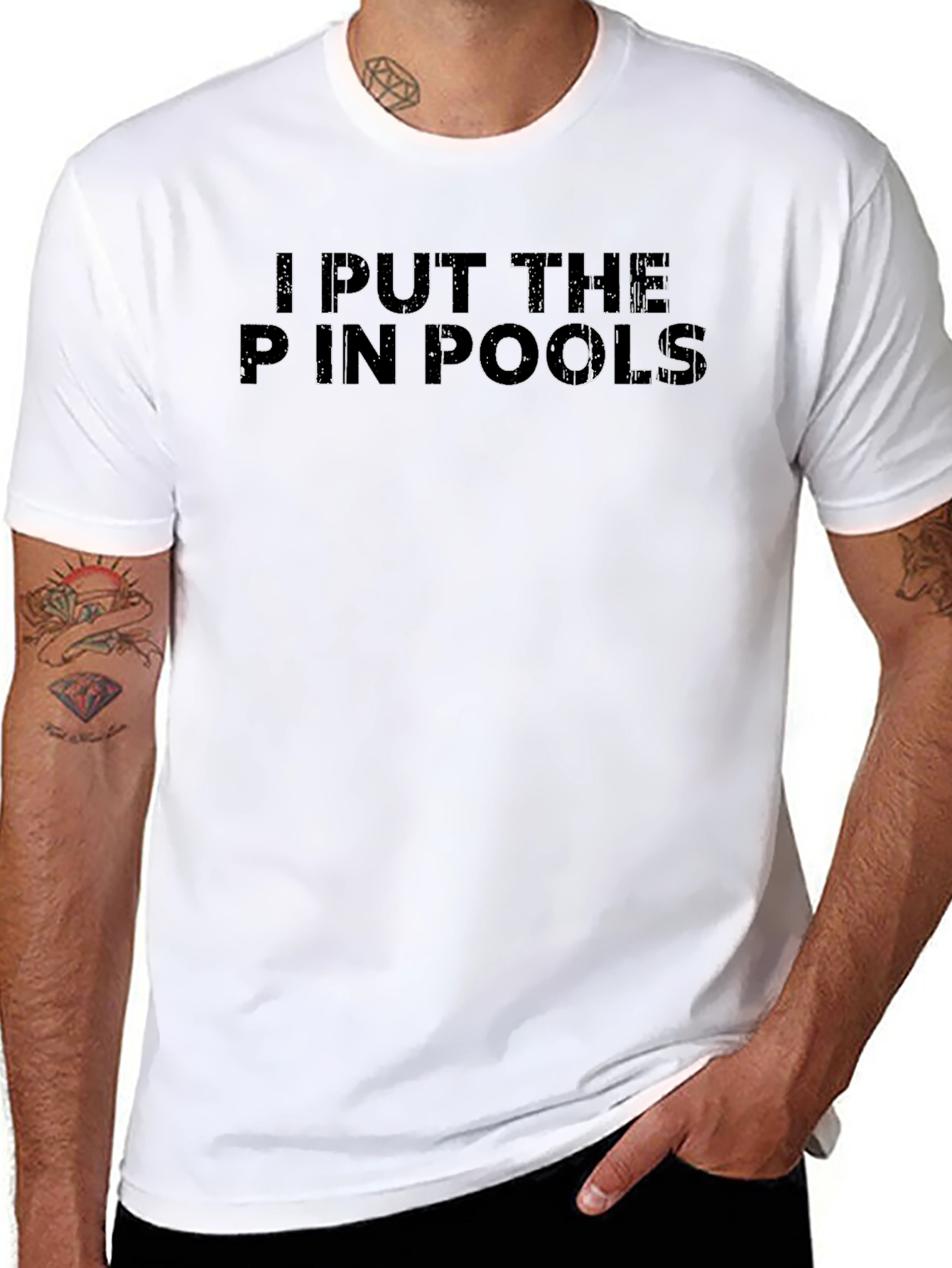 I Put The P In Pools Black Graphic Tee