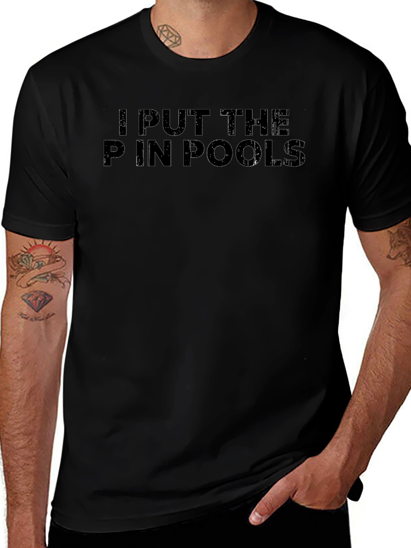 I Put The P In Pools Black Graphic Tee