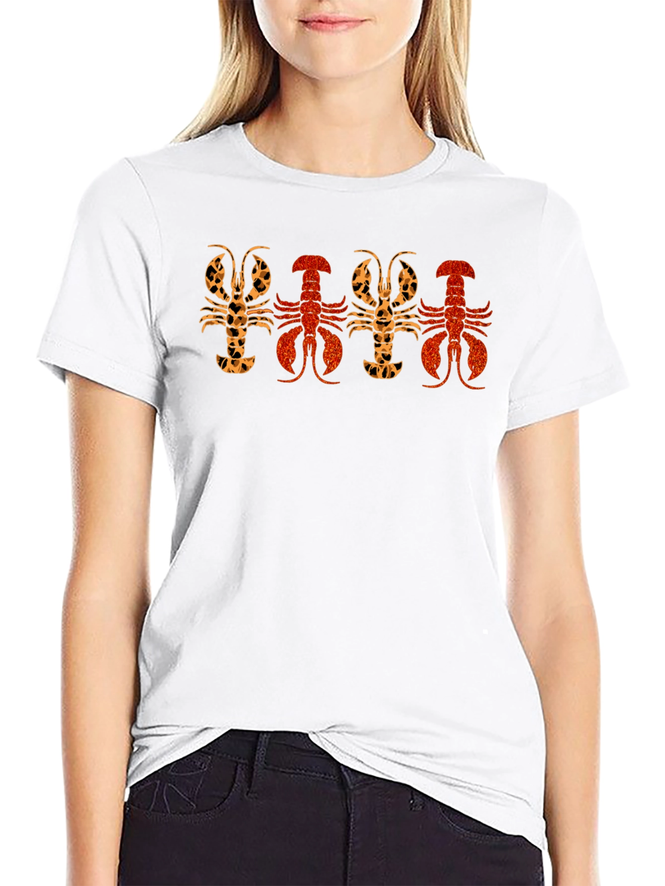 Lobster Print Crew Neck T-Shirt