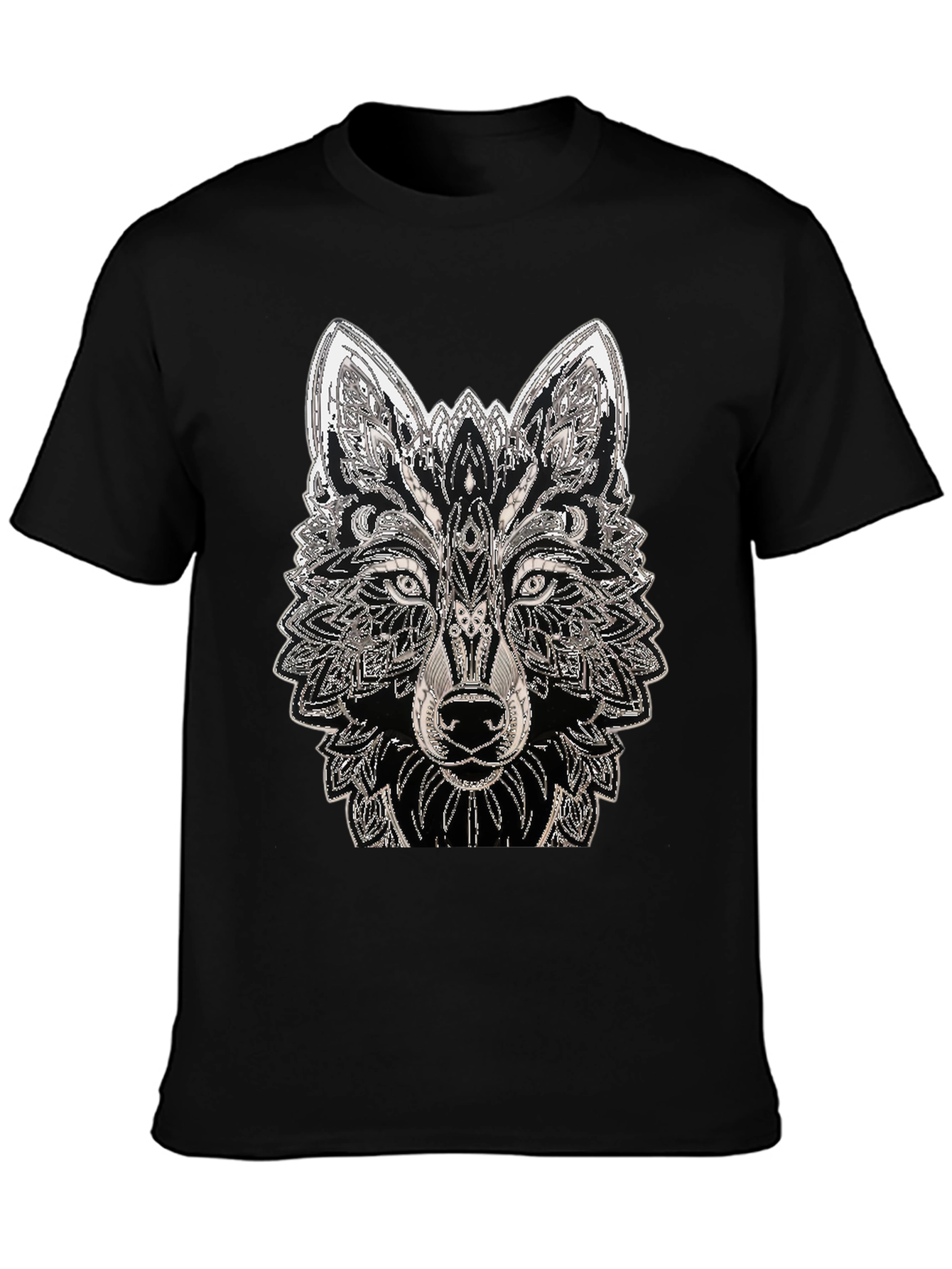 Wolf Graphic Tee - Black Cotton T-Shirt