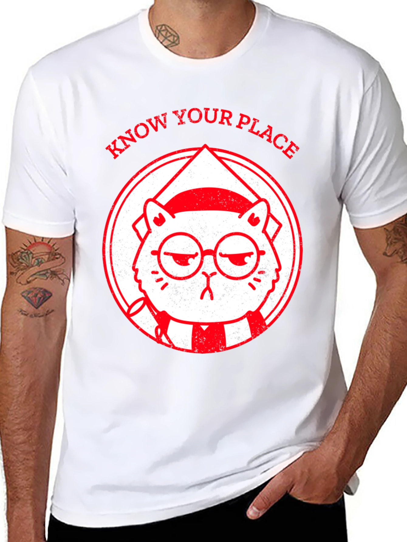 Know Your Place Funny Cat Graphic T-Shirt